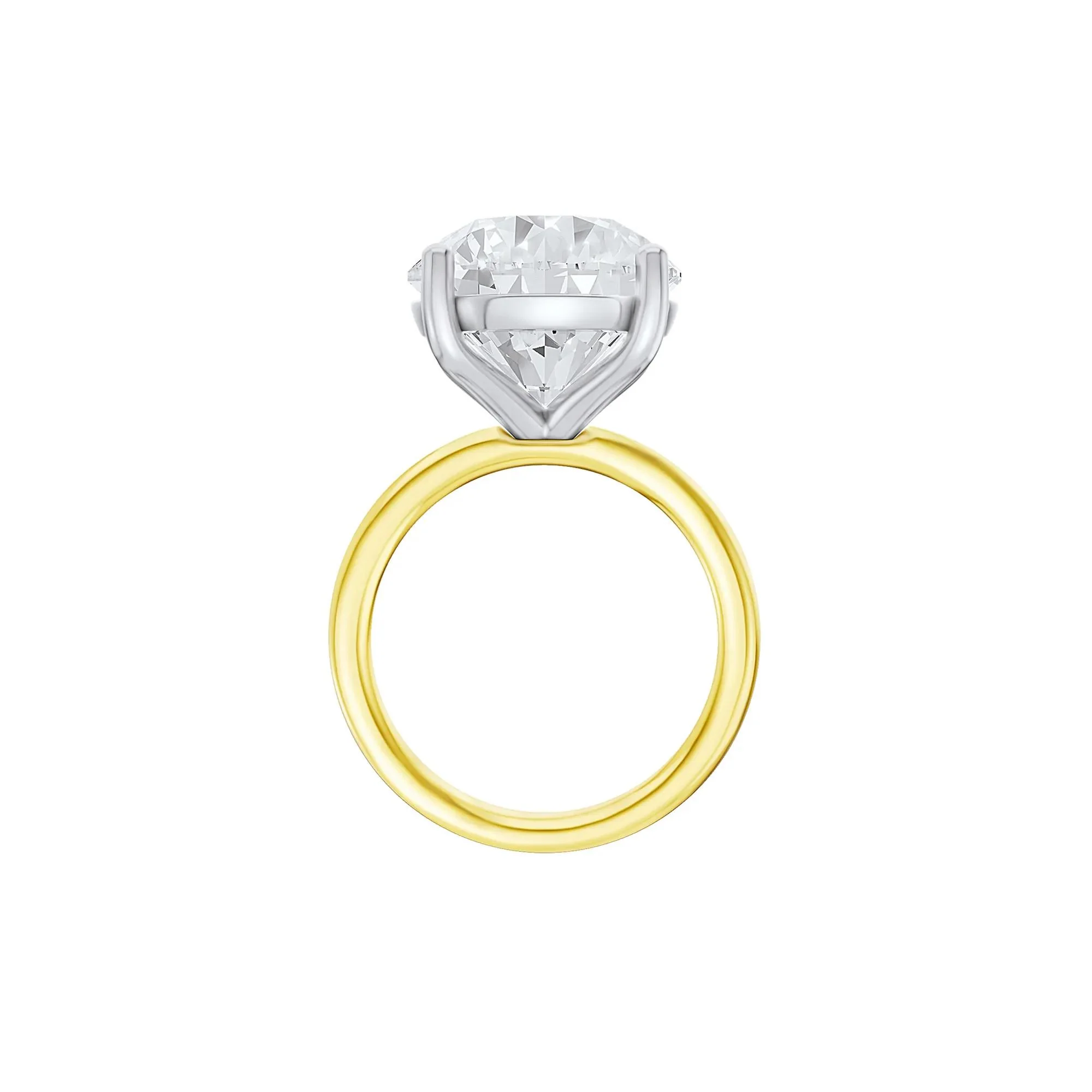 Lab Grown Diamond Round Solitaire Ring 14K Yellow & White Gold (9 CT.) Round Brilliant Cut Size 4 2mm - Image 3