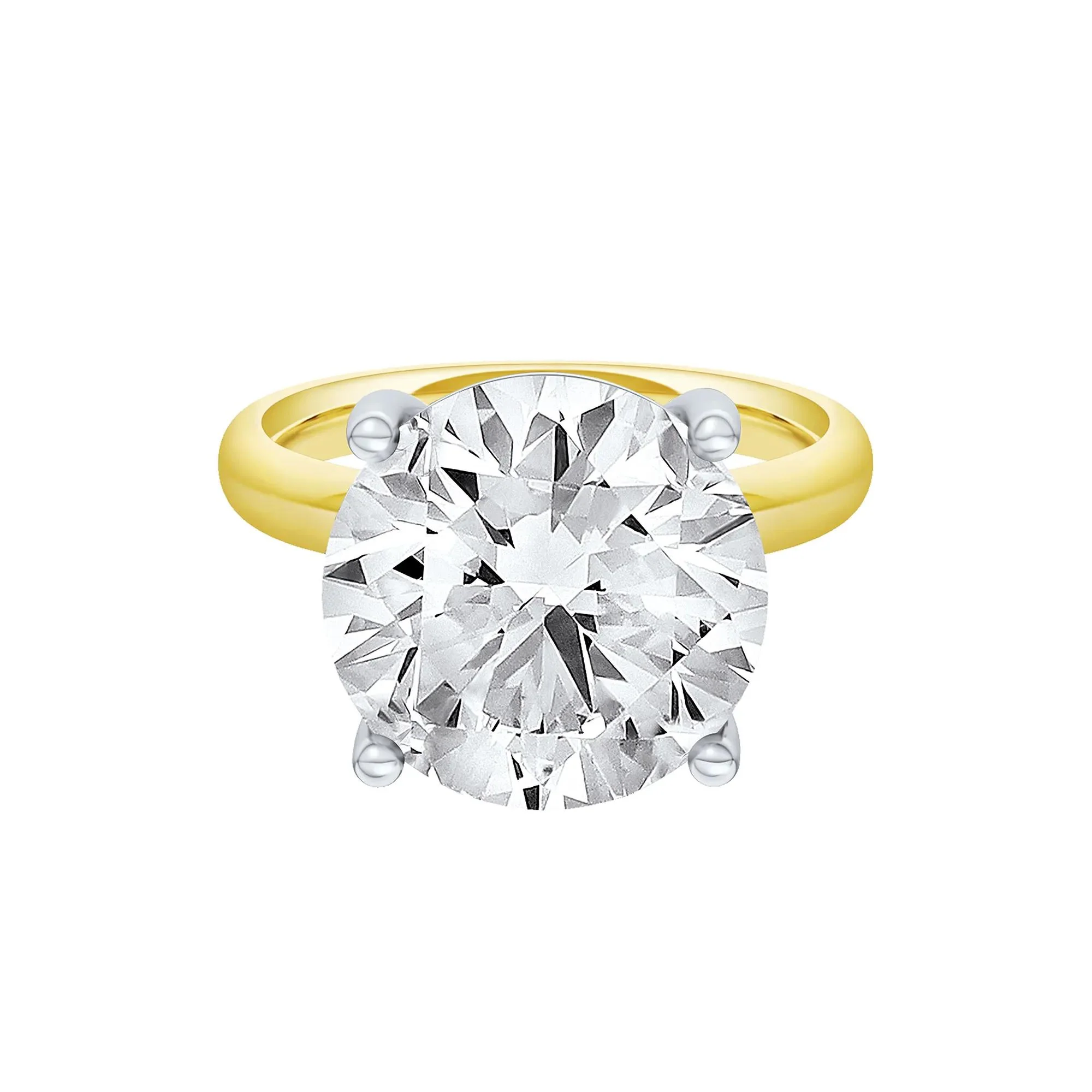 Lab Grown Diamond Round Solitaire Ring 14K Yellow & White Gold (9 CT.) Round Brilliant Cut Size 8.5 2mm