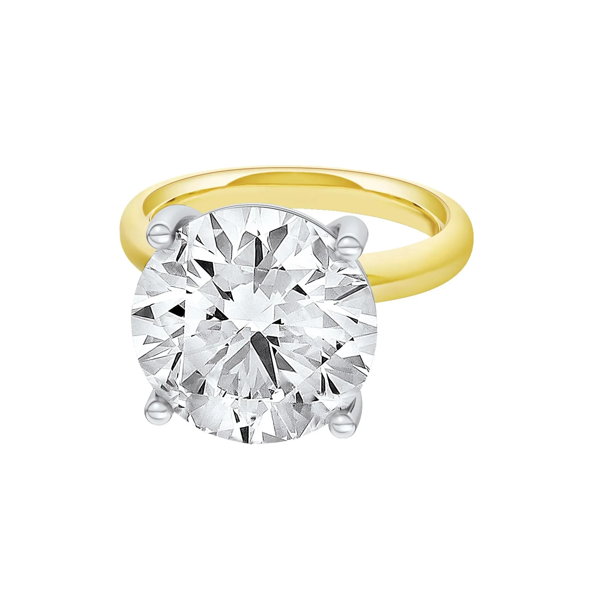Lab Grown Diamond Round Solitaire Ring 14K Yellow & White Gold (9 CT.) Round Brilliant Cut Size 8.5 2mm - Image 2