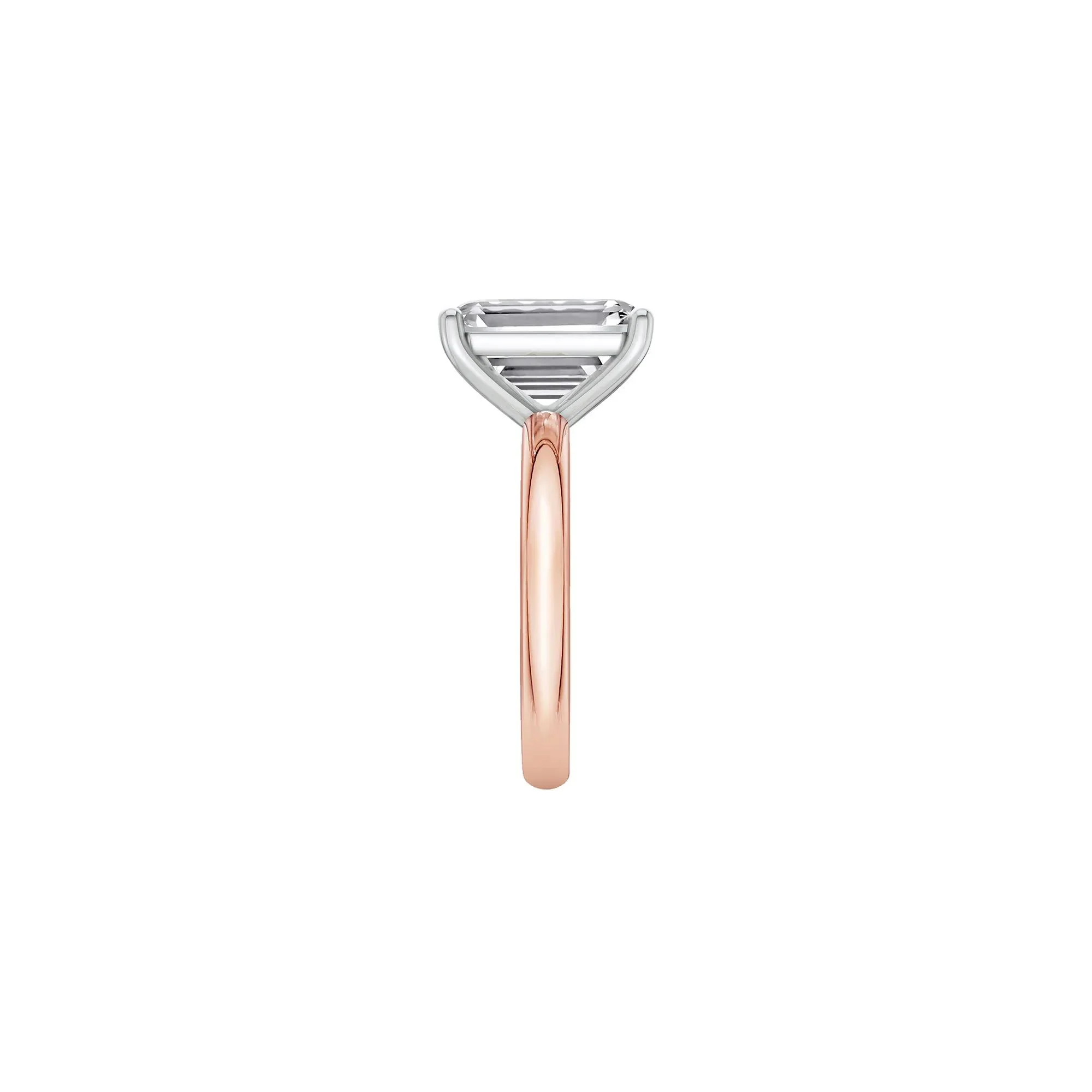 Lab Grown Diamond Emerald-Cut Solitaire Ring 14K Rose & White Gold (5 CT.) Size 10 2mm - Image 3