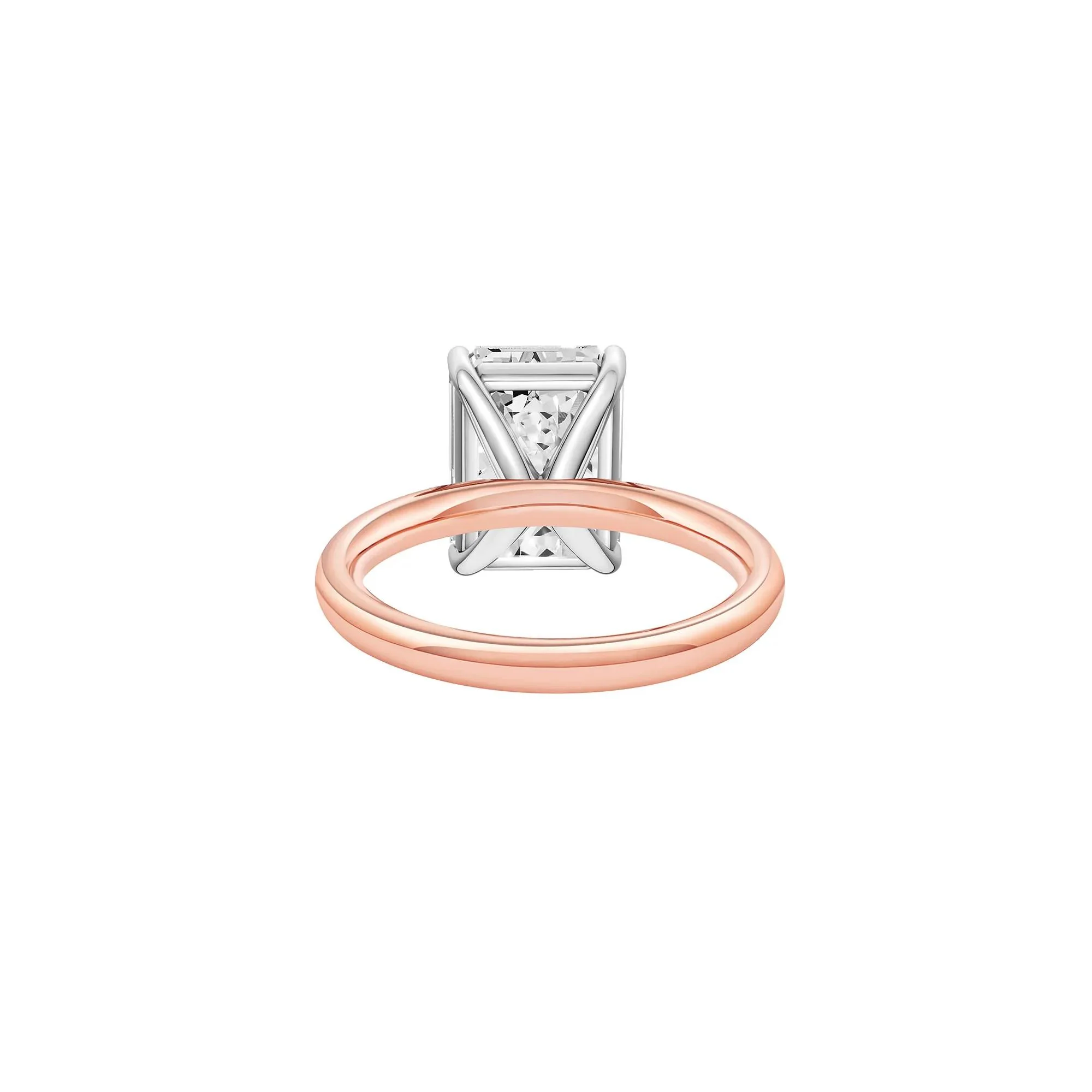 Lab Grown Diamond Emerald-Cut Solitaire Ring 14K Rose & White Gold (5 CT.) Size 10.5 2mm - Image 4