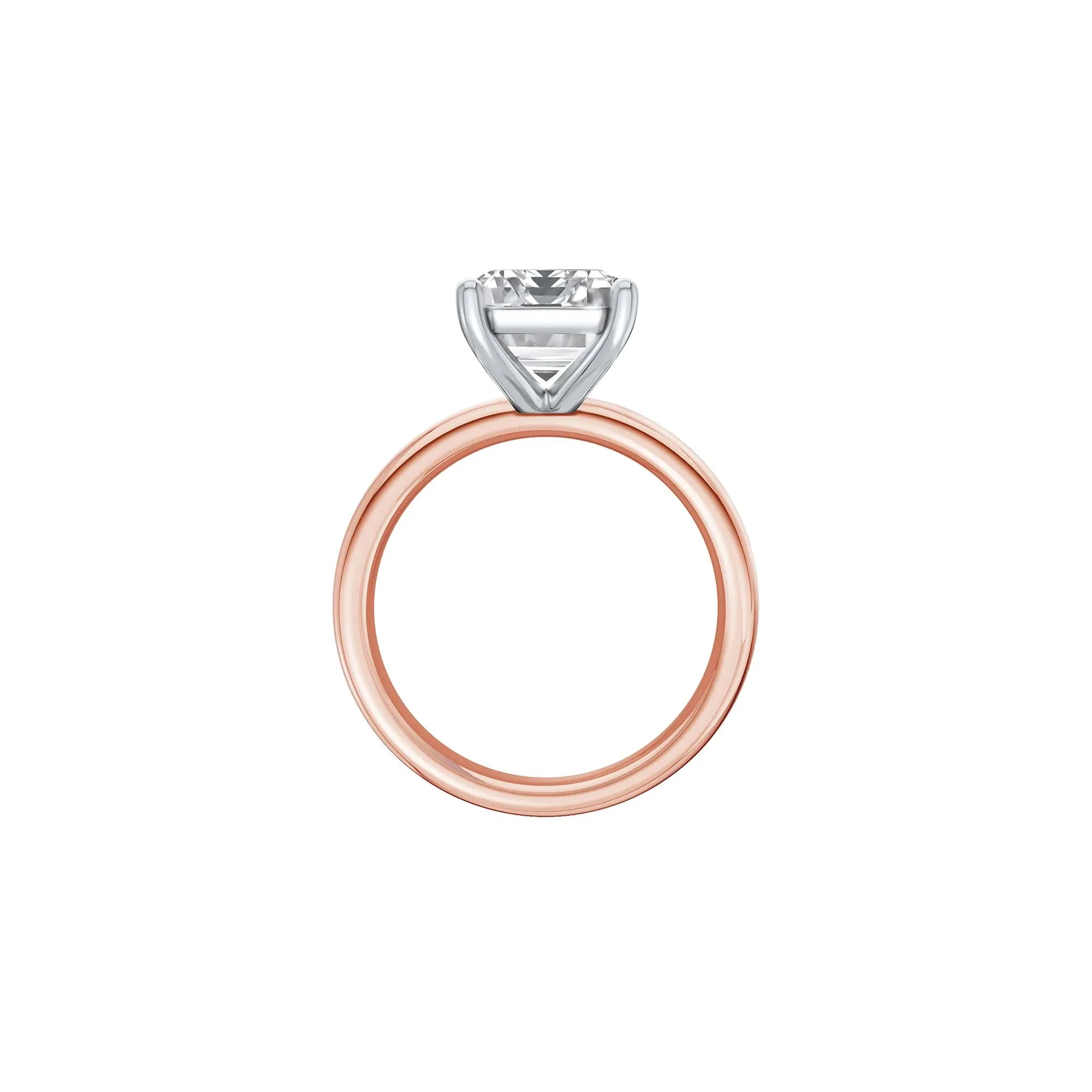 Lab Grown Diamond Emerald-Cut Solitaire Ring 14K Rose & White Gold (5 CT.) Size 5 2mm - Image 2