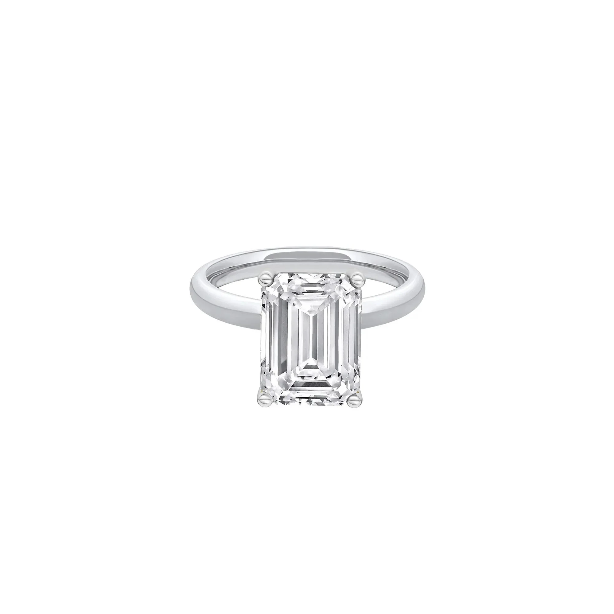 Lab Grown Diamond Emerald-Cut Solitaire Ring Platinum (5 CT.) White Size 5 2mm