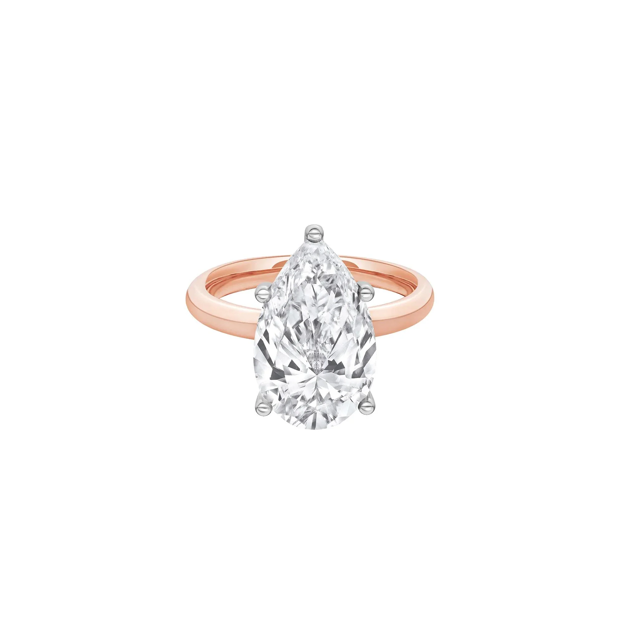Lab Grown Diamond Pear-Shaped Solitaire Ring 14K Rose & White Gold (5 CT.) Size 10.5 2mm