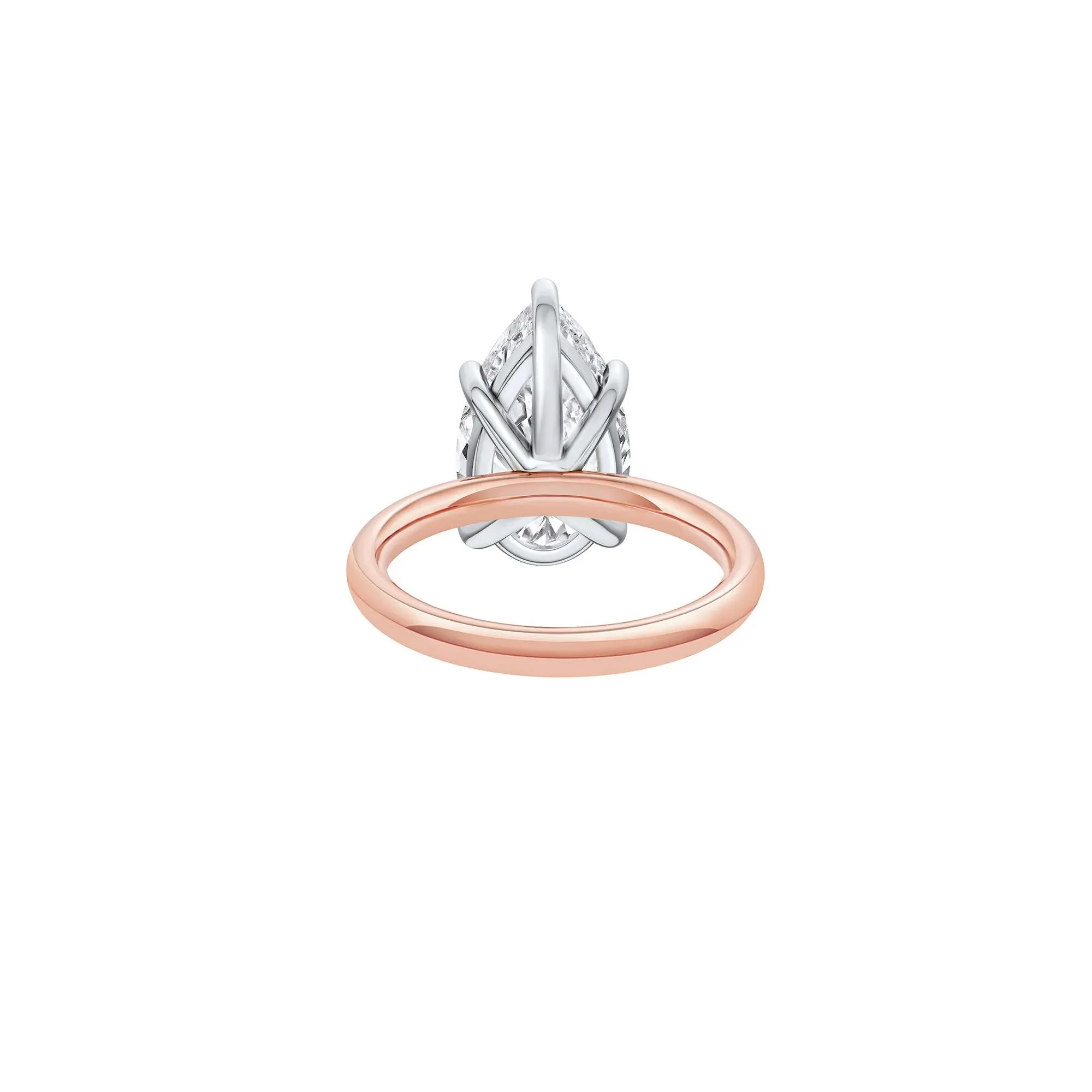 Lab Grown Diamond Pear-Shaped Solitaire Ring 14K Rose & White Gold (5 CT.) Size 11 2mm - Image 4