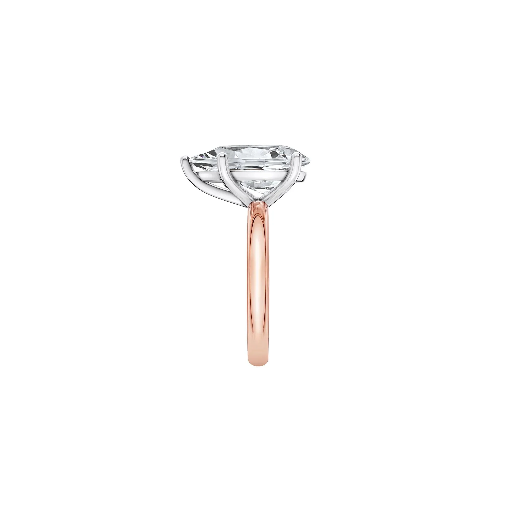 Lab Grown Diamond Pear-Shaped Solitaire Ring 14K Rose & White Gold (5 CT.) Size 9 2mm - Image 3