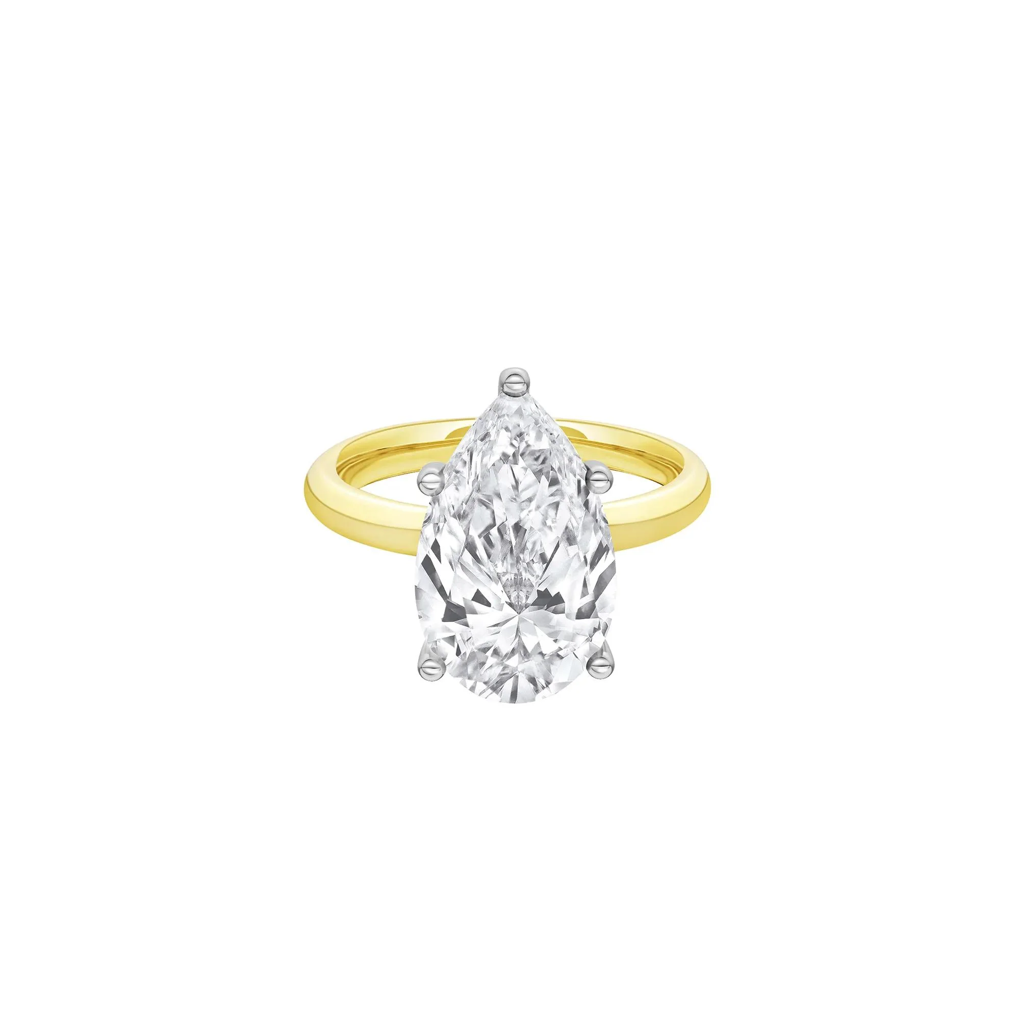 Lab Grown Diamond Pear-Shaped Solitaire Ring 14K Yellow & White Gold (5 CT.) Size 7.5 2mm