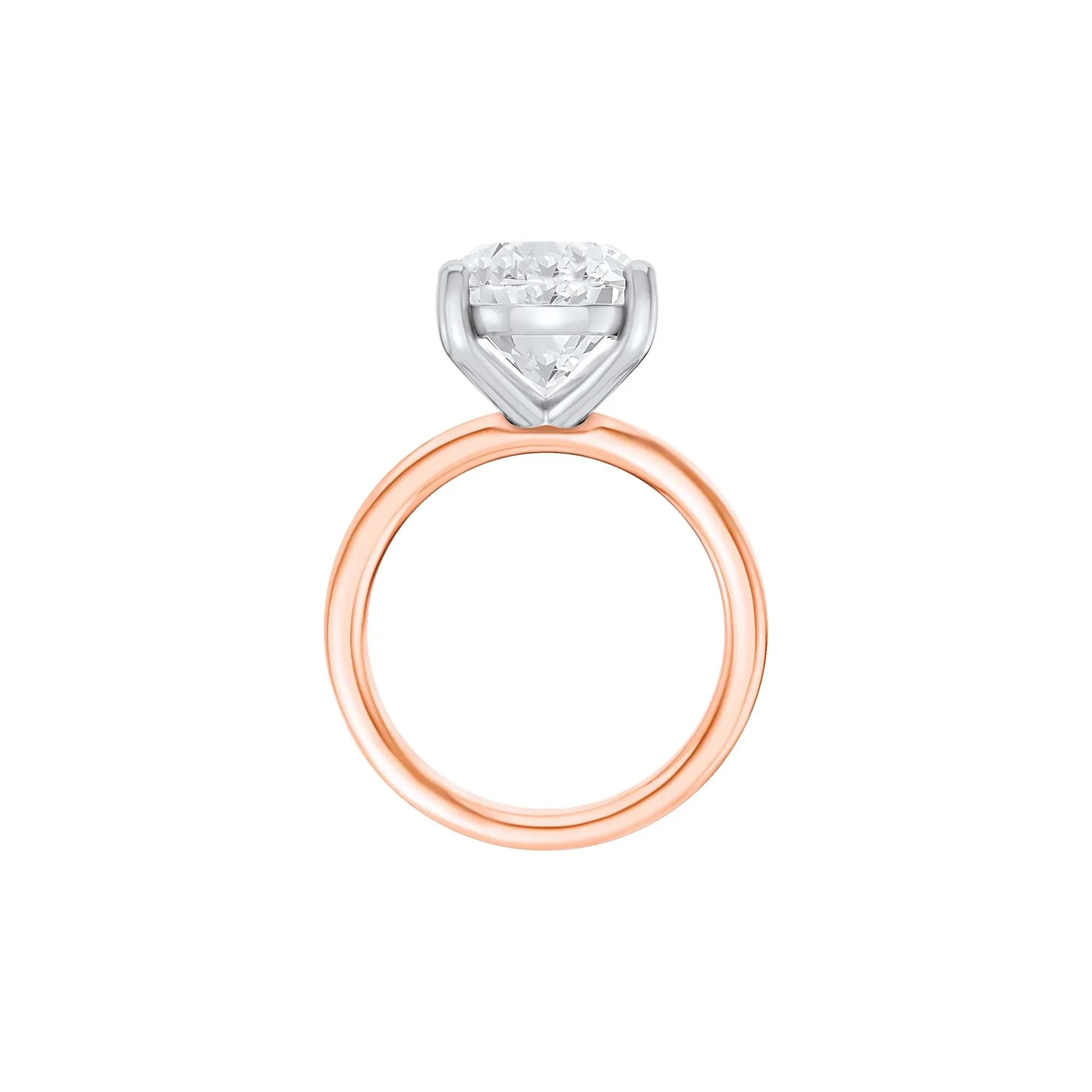 Lab Grown Diamond Oval Solitaire Ring 14K Rose & White Gold (6 CT.) Size 4 2mm - Image 2