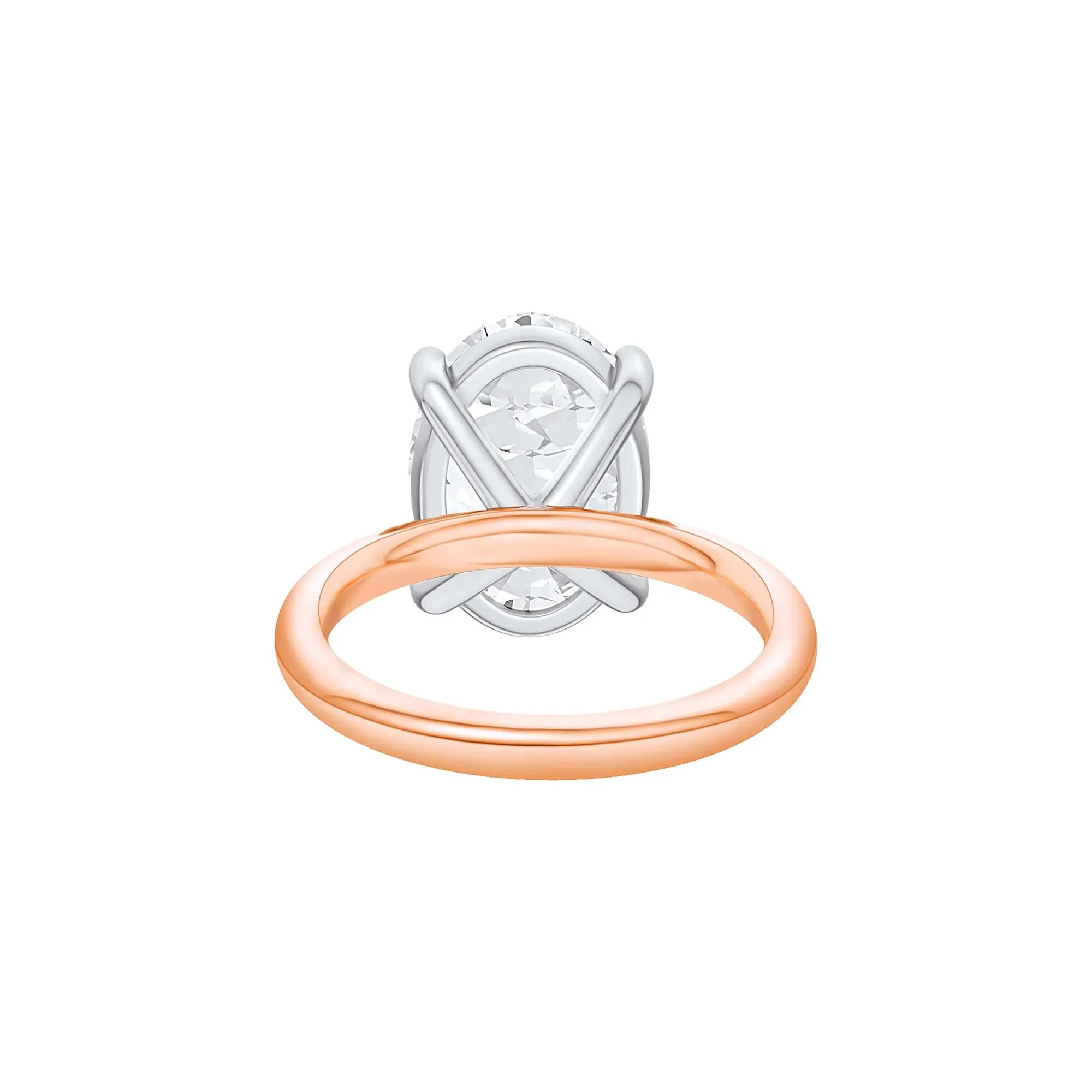 Lab Grown Diamond Oval Solitaire Ring 14K Rose & White Gold (6 CT.) Size 9.5 2mm - Image 4