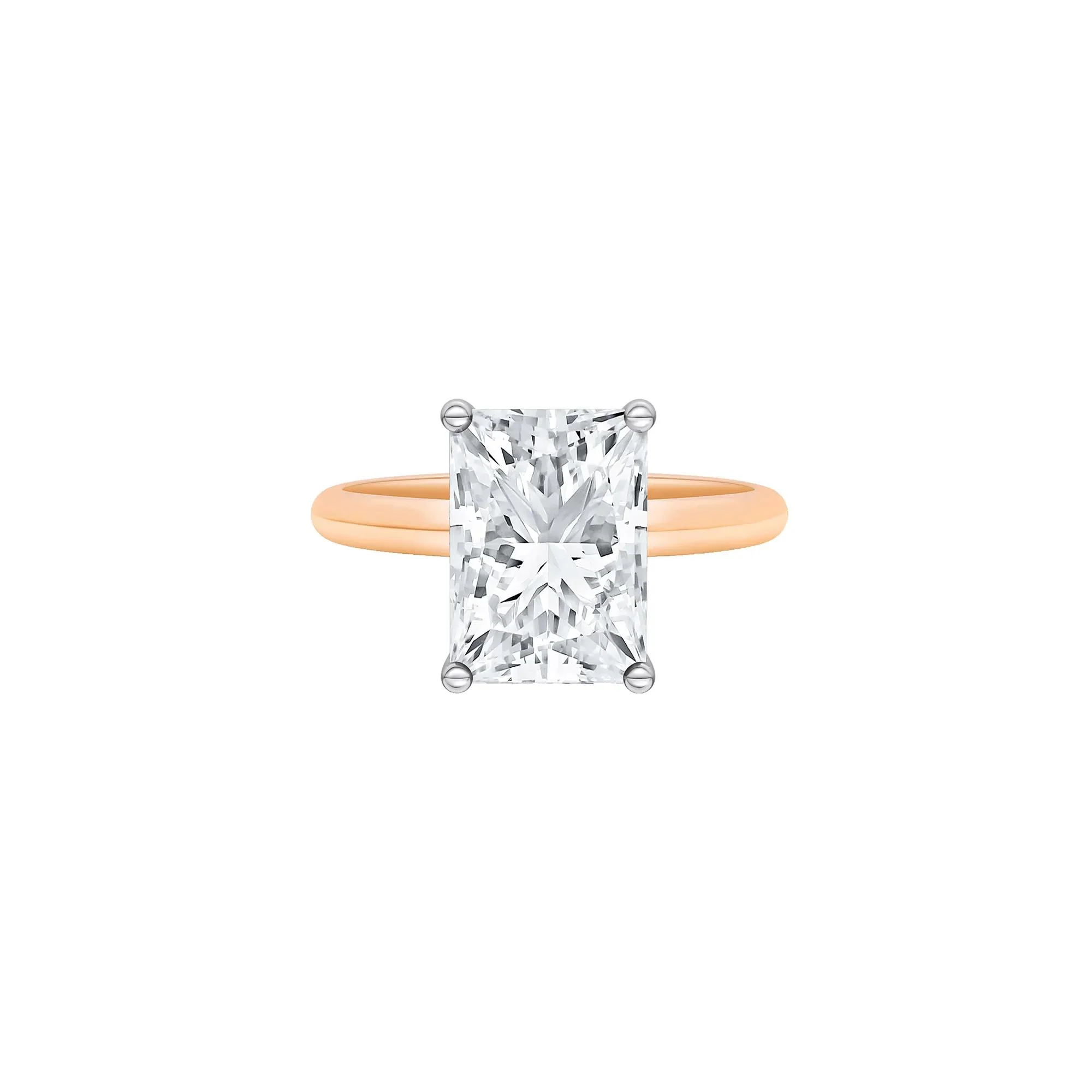 Lab Grown Diamond Radiant-Cut Solitaire Ring 14K Rose & White Gold (4 CT.) Size 8 2mm