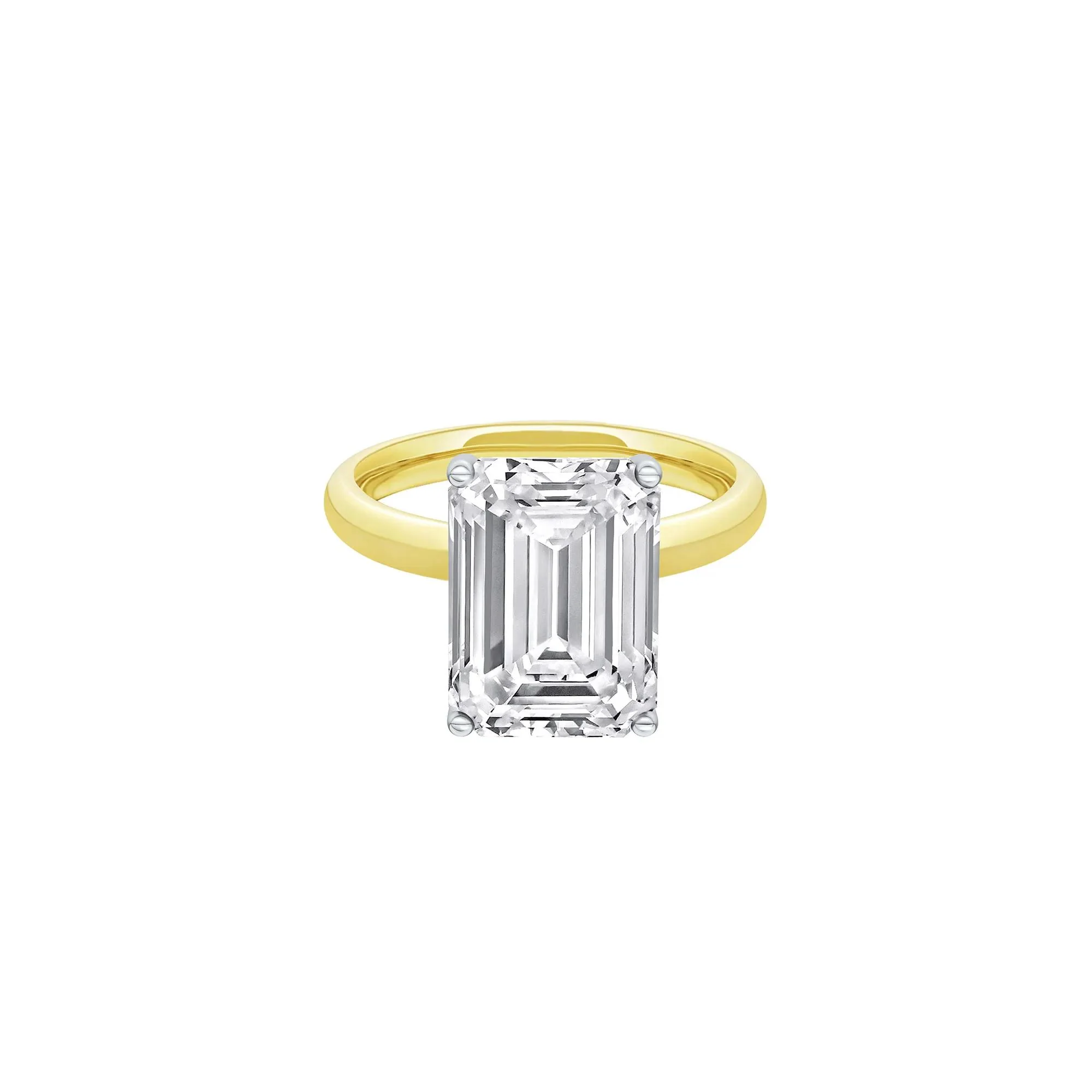 Lab Grown Diamond Emerald-Cut Solitaire Ring 14K Yellow & White Gold (6 CT.) Size 11.5 2mm