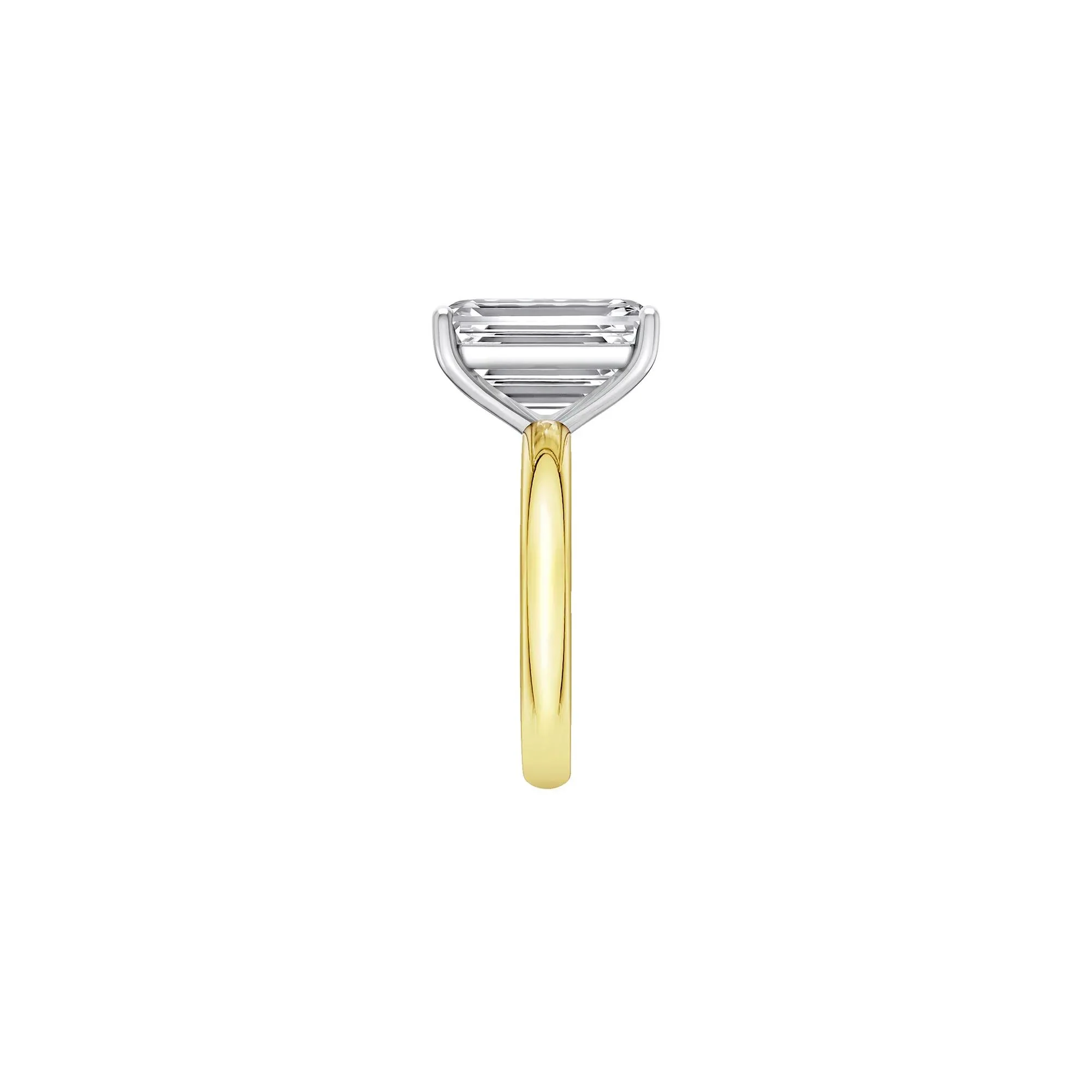 Lab Grown Diamond Emerald-Cut Solitaire Ring 14K Yellow & White Gold (6 CT.) Size 12 2mm - Image 3