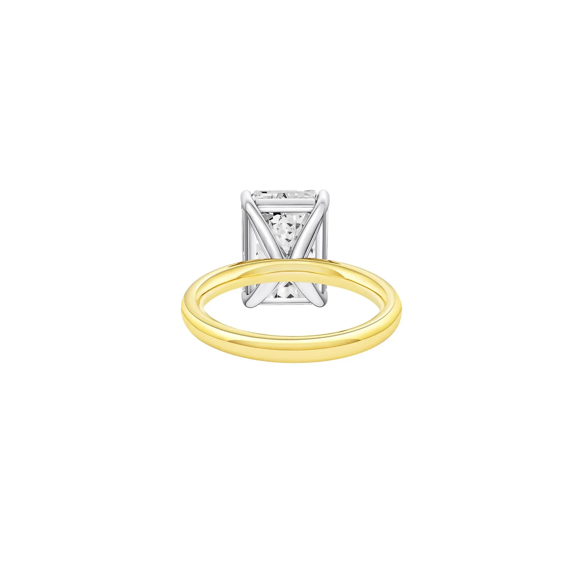 Lab Grown Diamond Emerald-Cut Solitaire Ring 14K Yellow & White Gold (6 CT.) Size 5 2mm - Image 4