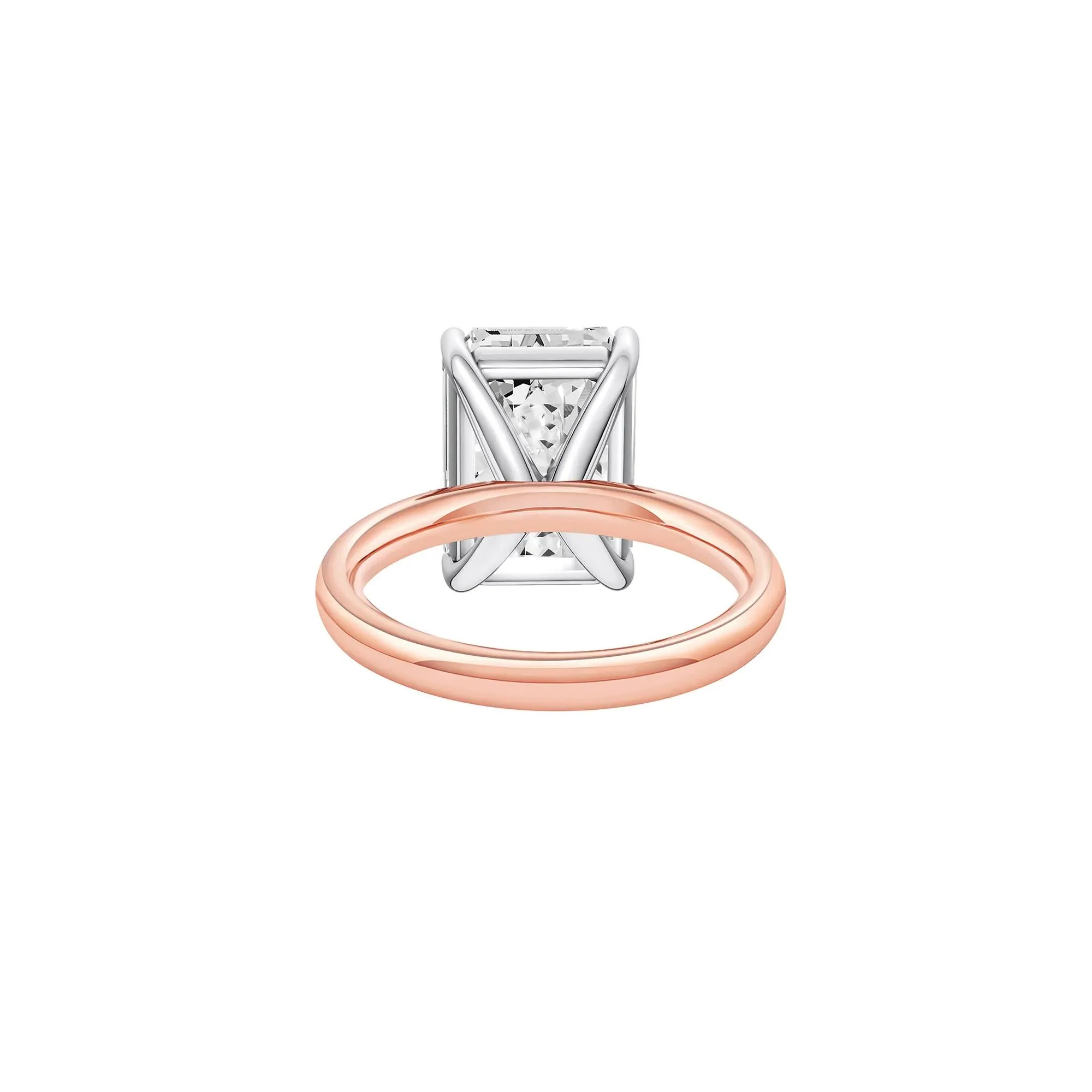 Lab Grown Diamond Emerald-Cut Solitaire Ring 14K Rose & White Gold (7 CT.) Size 4.5 2mm - Image 4