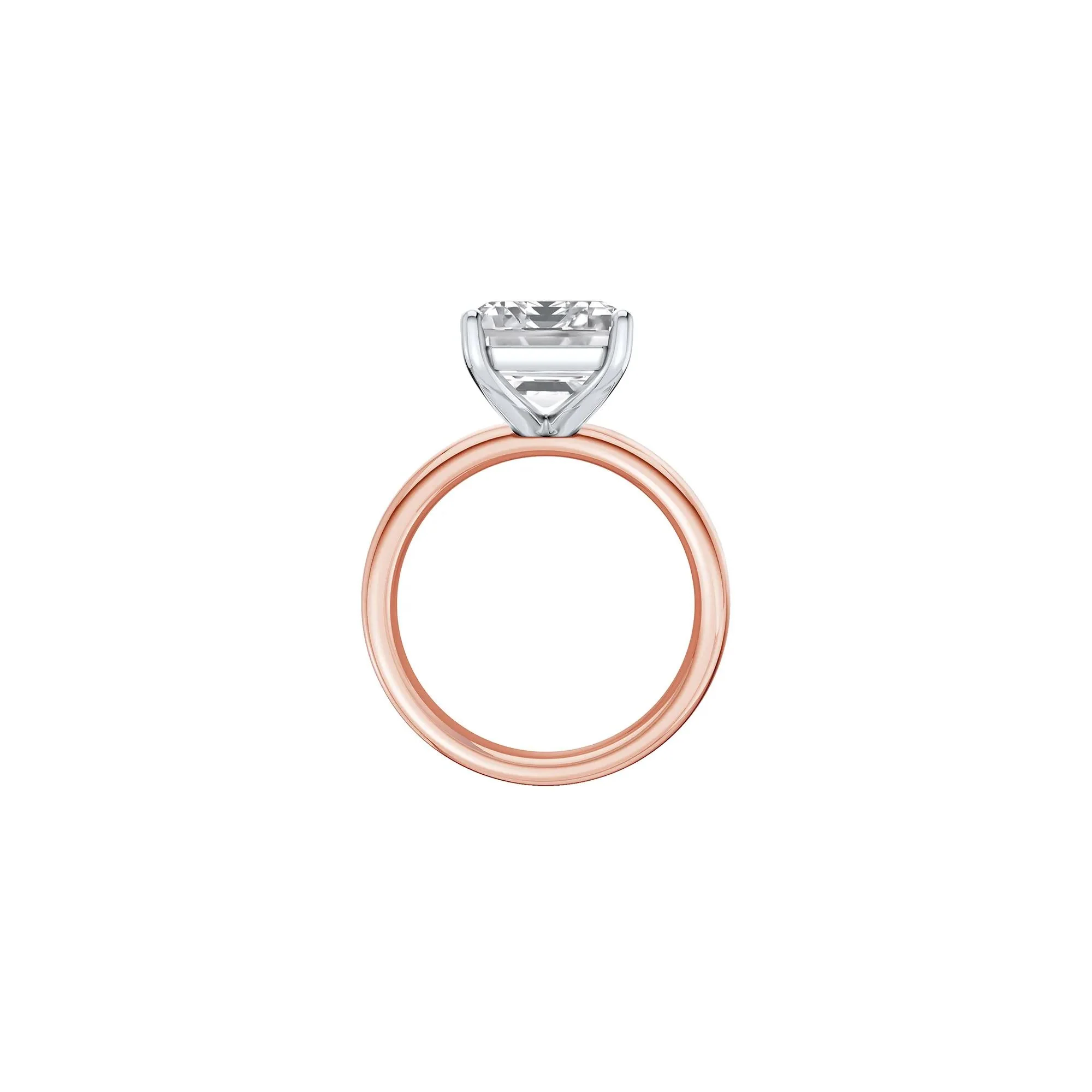 Lab Grown Diamond Emerald-Cut Solitaire Ring 14K Rose & White Gold (7 CT.) Size 6.5 2mm - Image 2