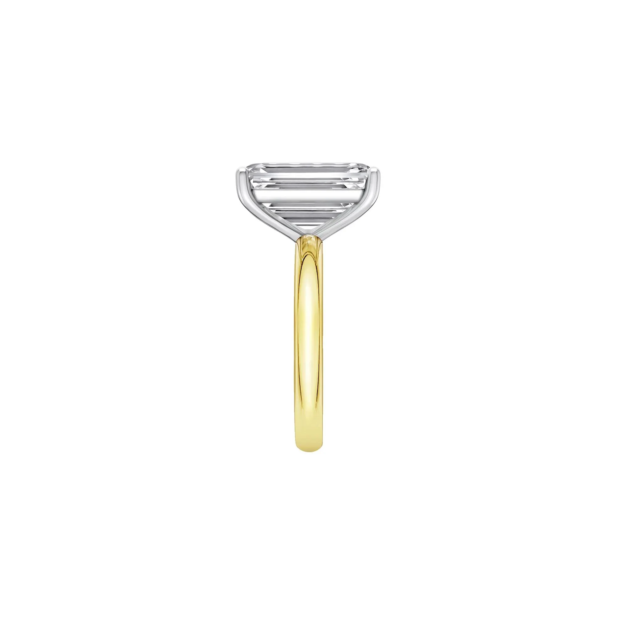 Lab Grown Diamond Emerald-Cut Solitaire Ring 14K Yellow & White Gold (7 CT.) Size 4 2mm - Image 3