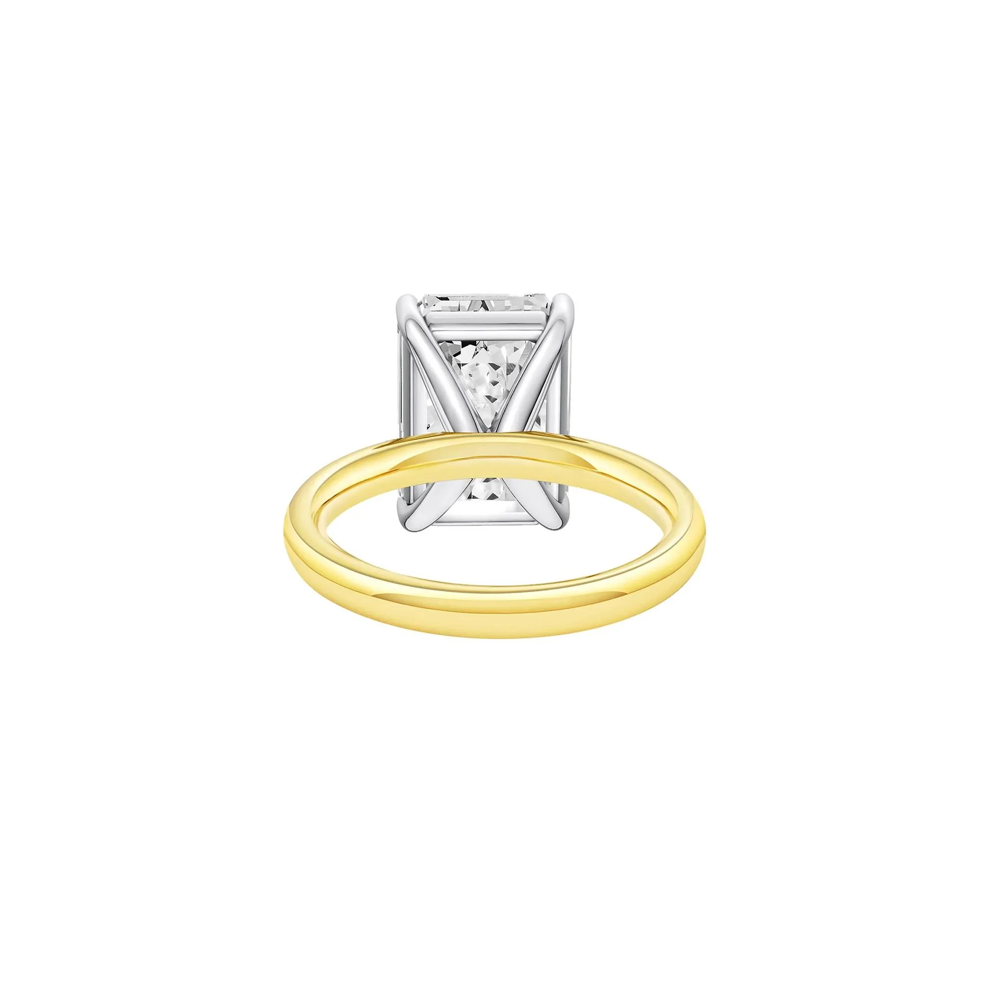 Lab Grown Diamond Emerald-Cut Solitaire Ring 14K Yellow & White Gold (7 CT.) Size 4.5 2mm - Image 4