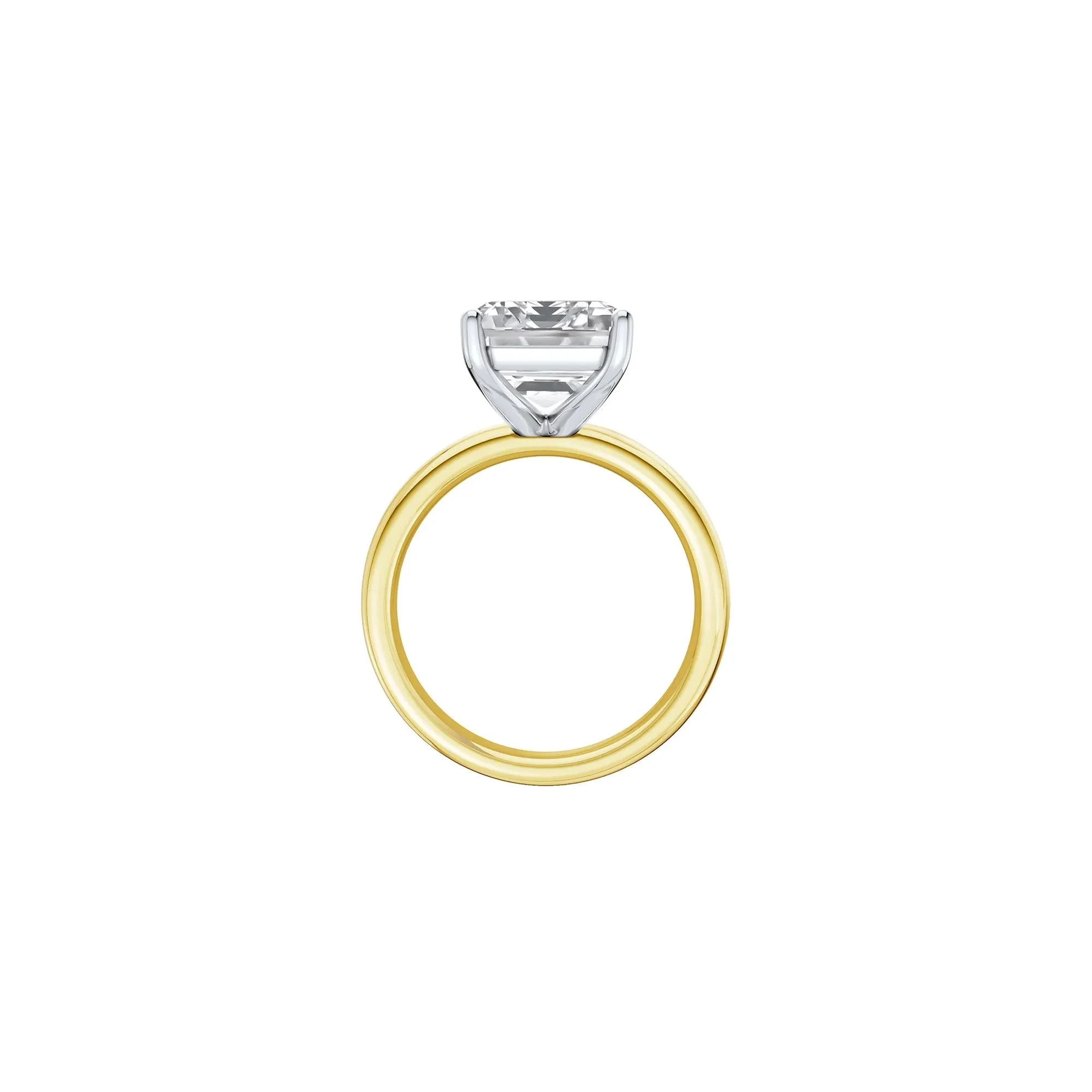 Lab Grown Diamond Emerald-Cut Solitaire Ring 14K Yellow & White Gold (7 CT.) Size 7.5 2mm - Image 2
