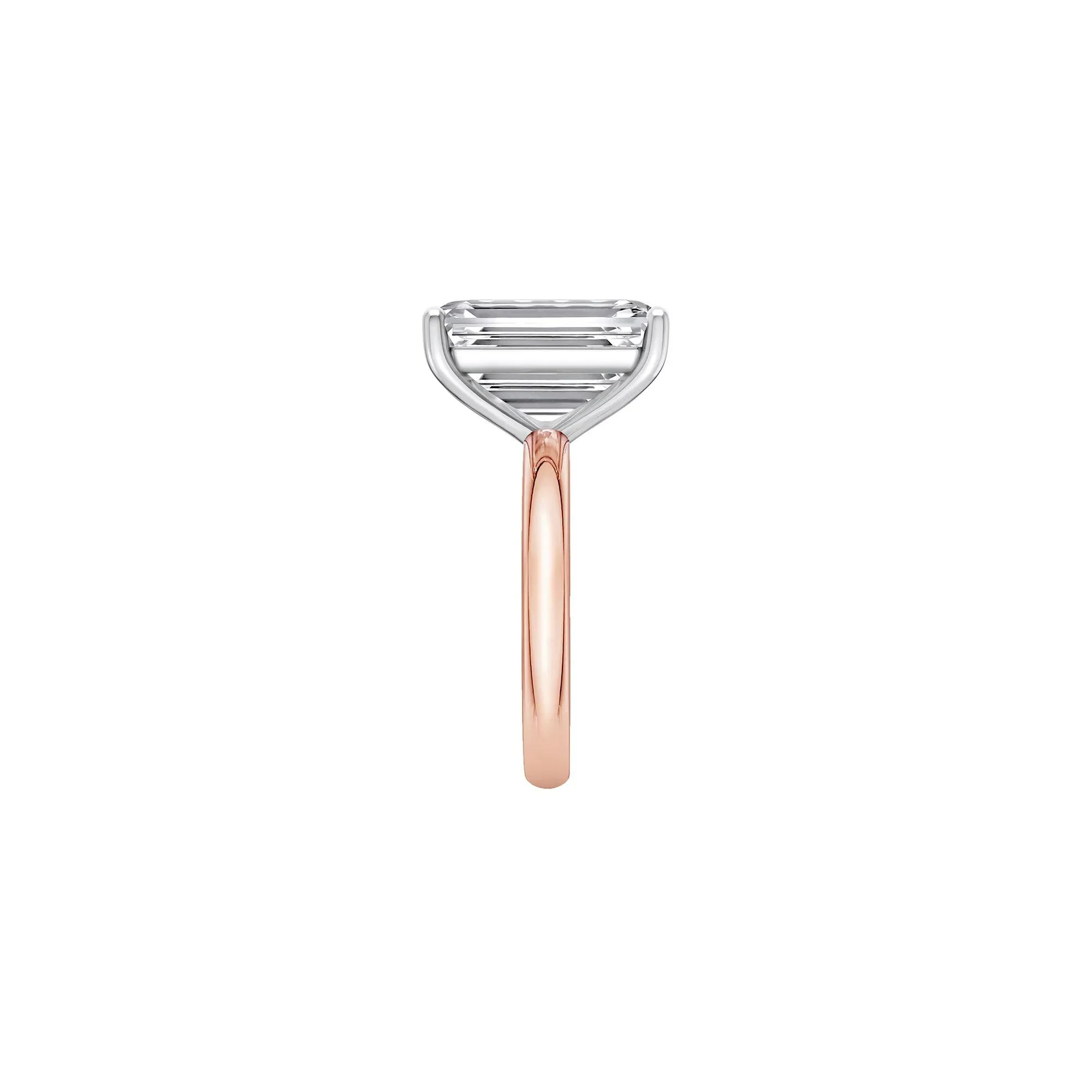 Lab Grown Diamond Emerald-Cut Solitaire Ring 14K Rose & White Gold (8 CT.) Size 6 2mm - Image 3