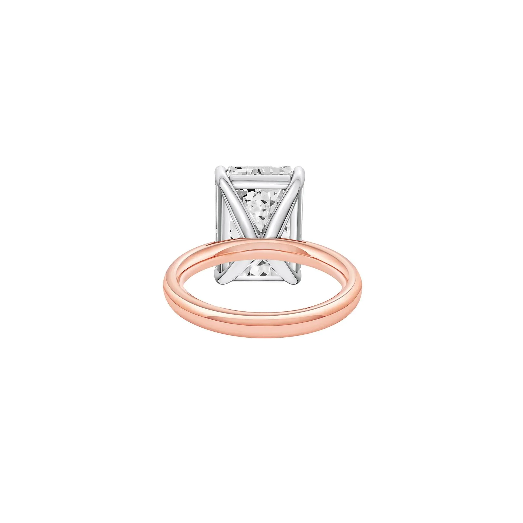 Lab Grown Diamond Emerald-Cut Solitaire Ring 14K Rose & White Gold (8 CT.) Size 8 2mm - Image 4