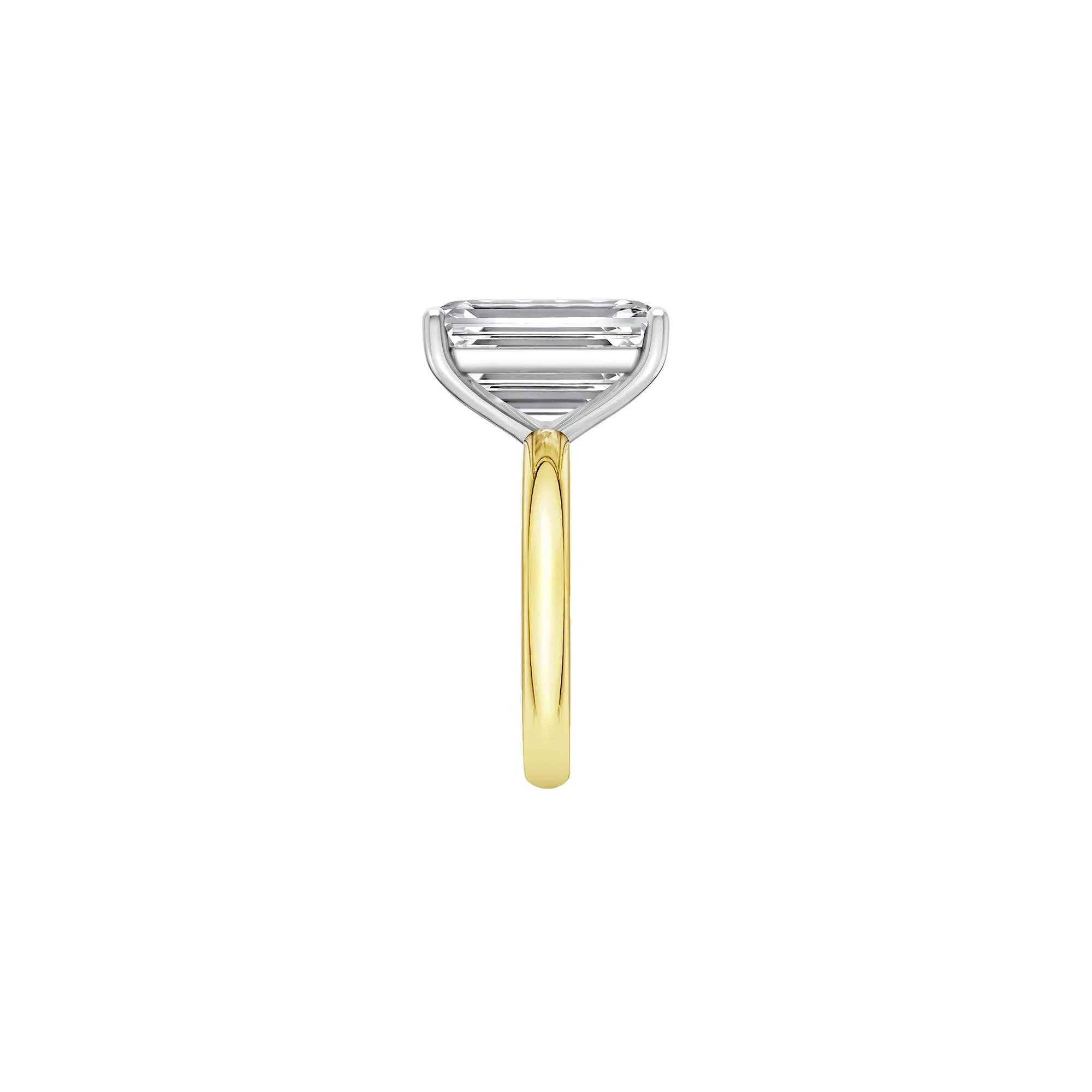 Lab Grown Diamond Emerald-Cut Solitaire Ring 14K Yellow & White Gold (8 CT.) Size 10.5 2mm - Image 3
