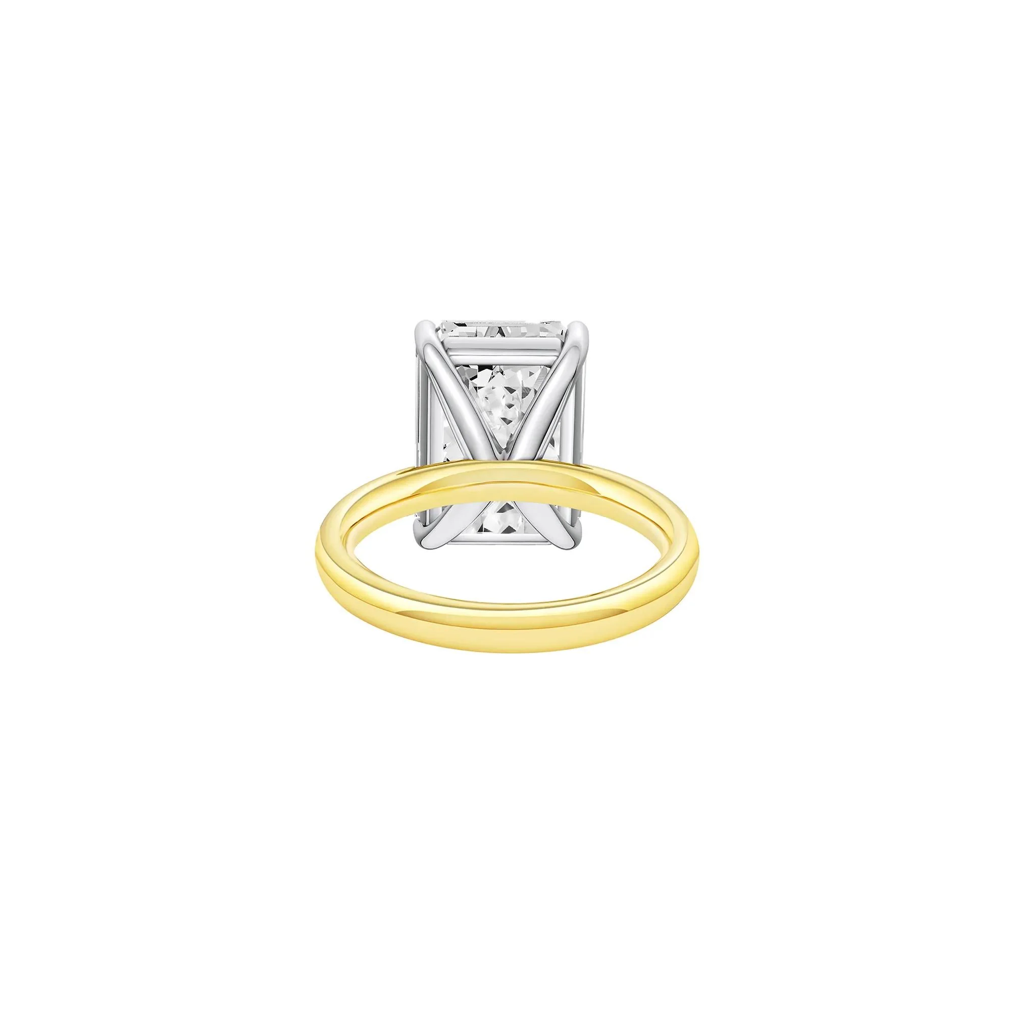 Lab Grown Diamond Emerald-Cut Solitaire Ring 14K Yellow & White Gold (8 CT.) Size 5.5 2mm - Image 4