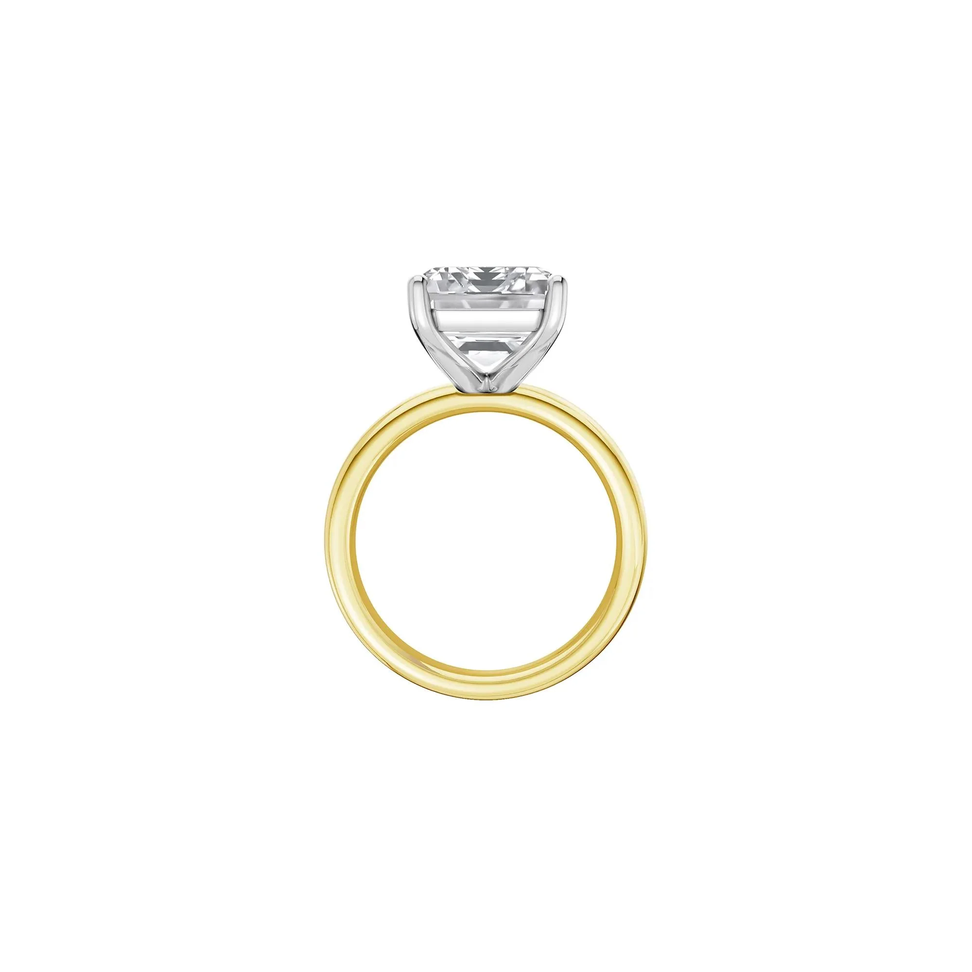 Lab Grown Diamond Emerald-Cut Solitaire Ring 14K Yellow & White Gold (8 CT.) Size 8 2mm - Image 2