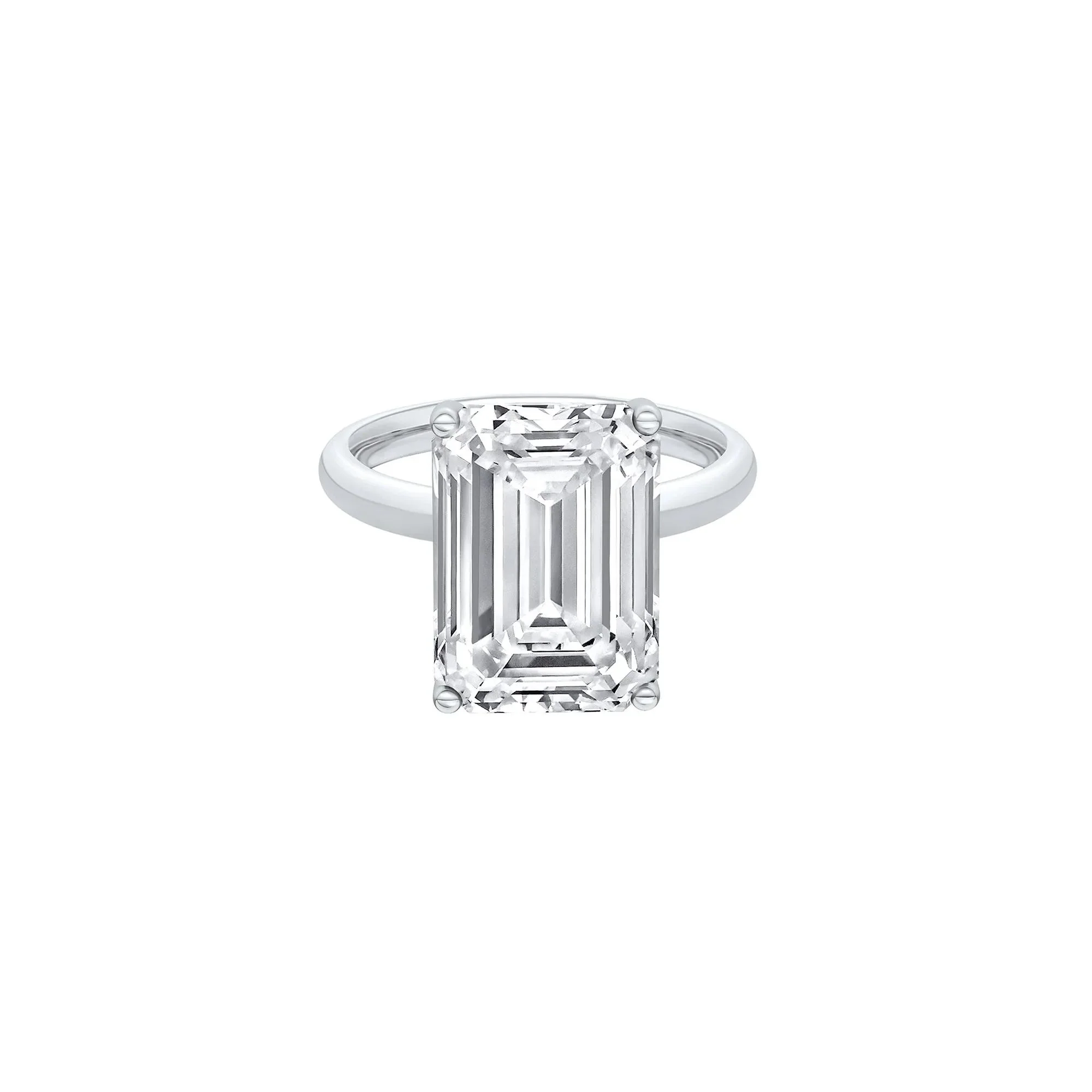 Lab Grown Diamond Emerald-Cut Solitaire Ring Platinum (8 CT.) White Size 4 2mm