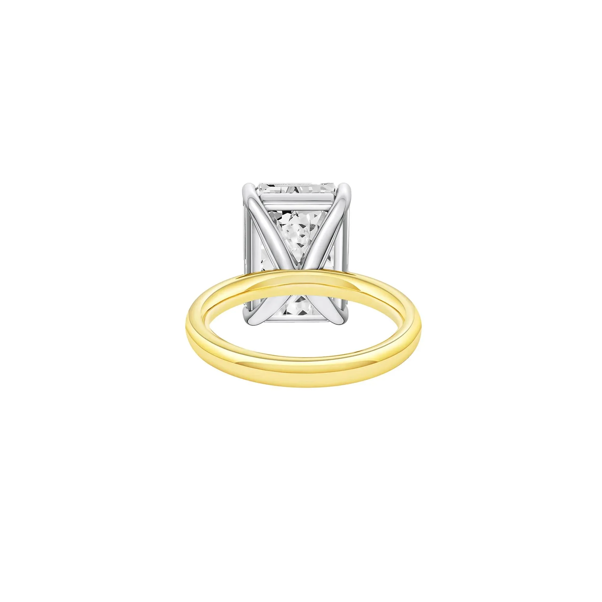 Lab Grown Diamond Emerald-Cut Solitaire Ring 14K Yellow & White Gold (9 CT.) Size 6 2mm - Image 4