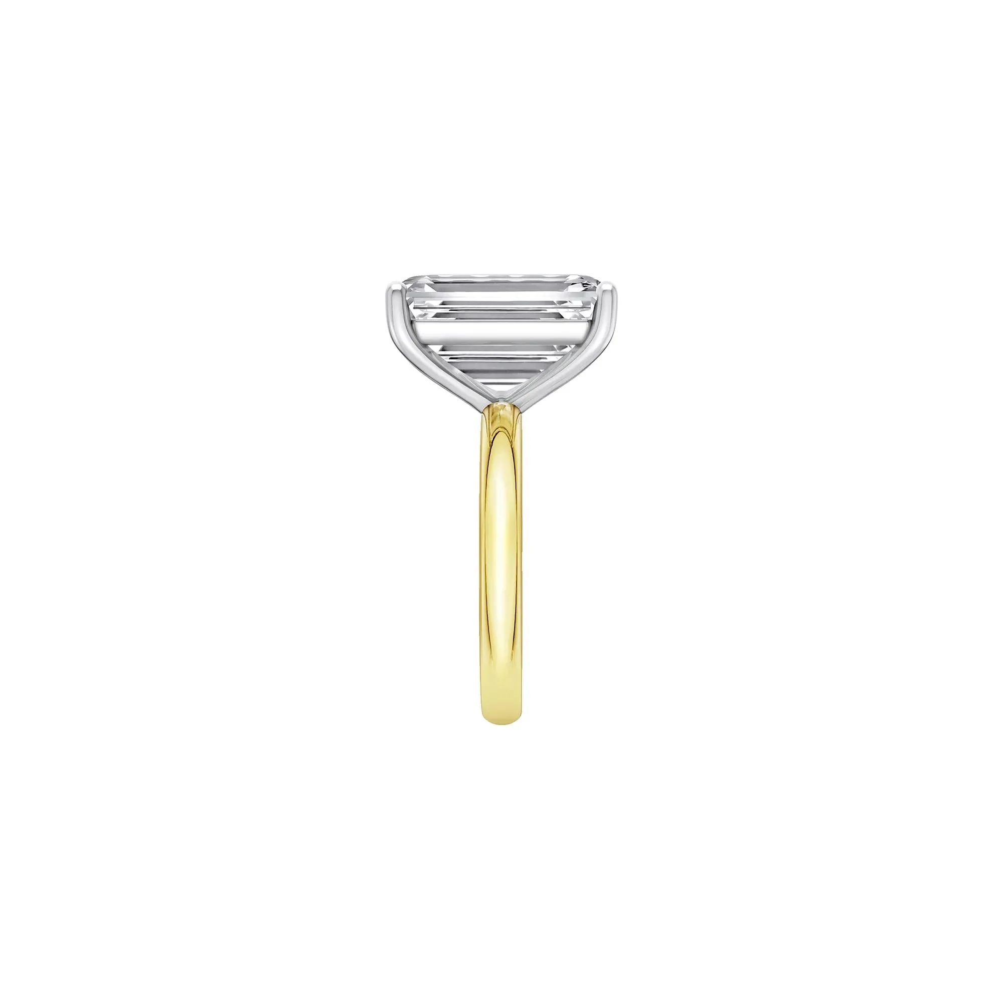 Lab Grown Diamond Emerald-Cut Solitaire Ring 14K Yellow & White Gold (9 CT.) Size 6.5 2mm - Image 3