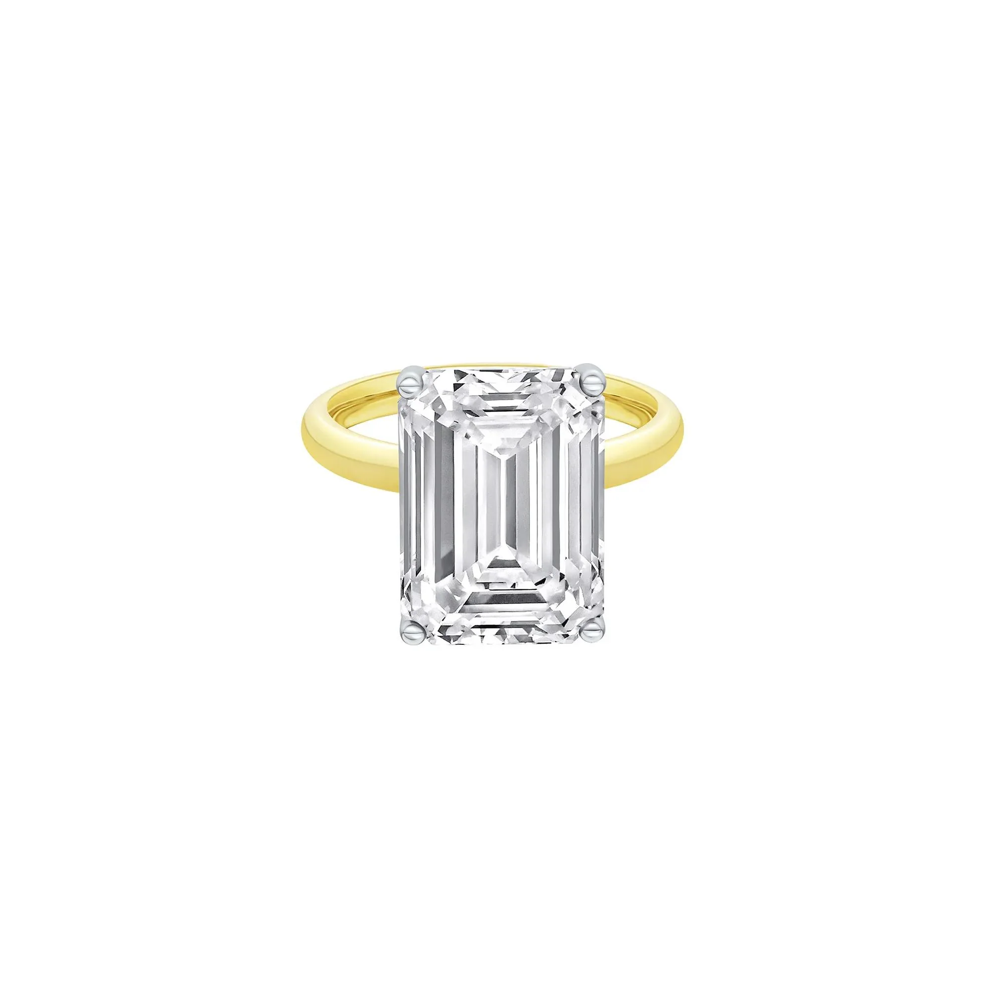 Lab Grown Diamond Emerald-Cut Solitaire Ring 14K Yellow & White Gold (9 CT.) Size 8 2mm