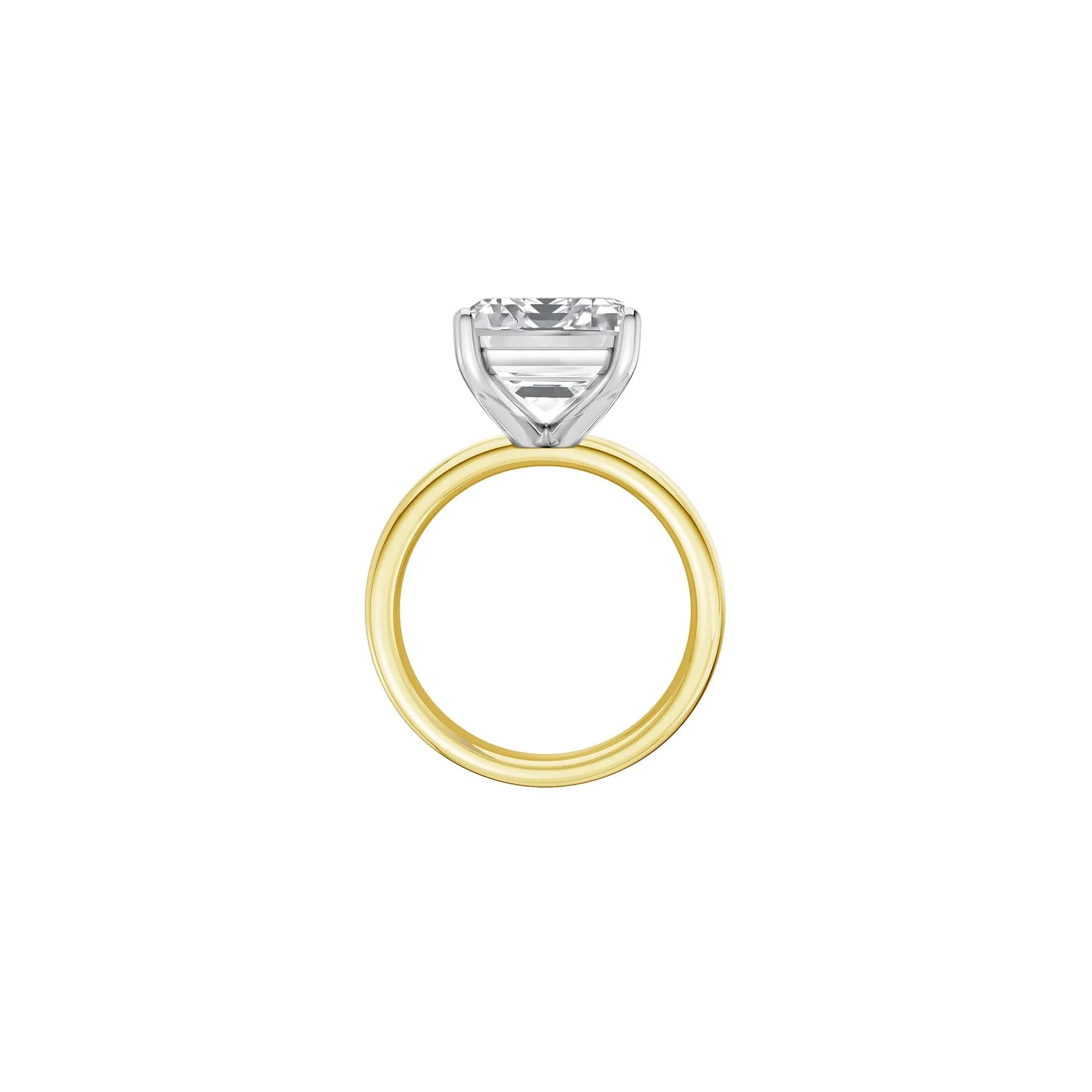 Lab Grown Diamond Emerald-Cut Solitaire Ring 14K Yellow & White Gold (9 CT.) Size 8 2mm - Image 2