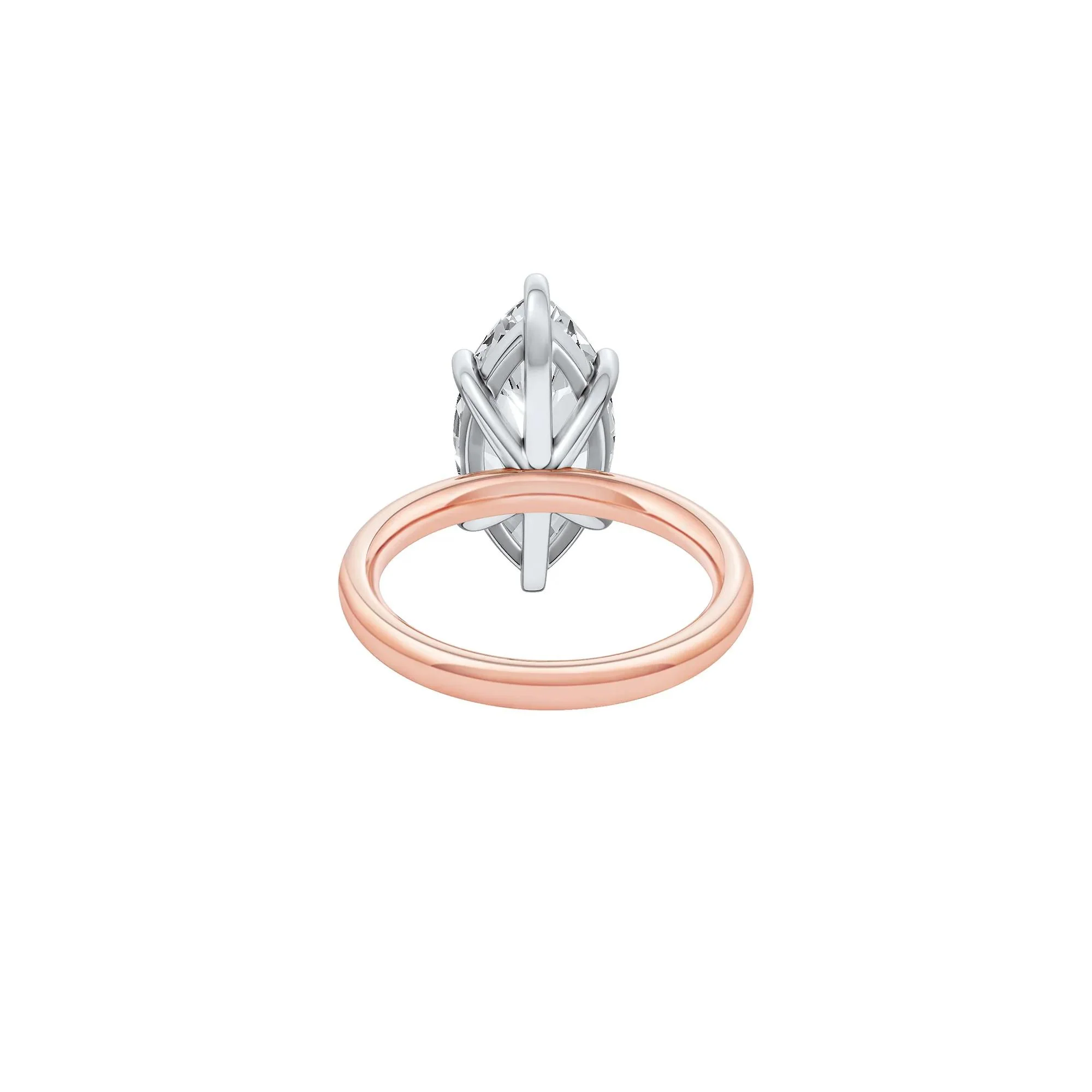 Lab Grown Diamond Marquise Solitaire Engagement Ring 14K Rose & White Gold (5 CT.) Size 8 2mm - Image 4