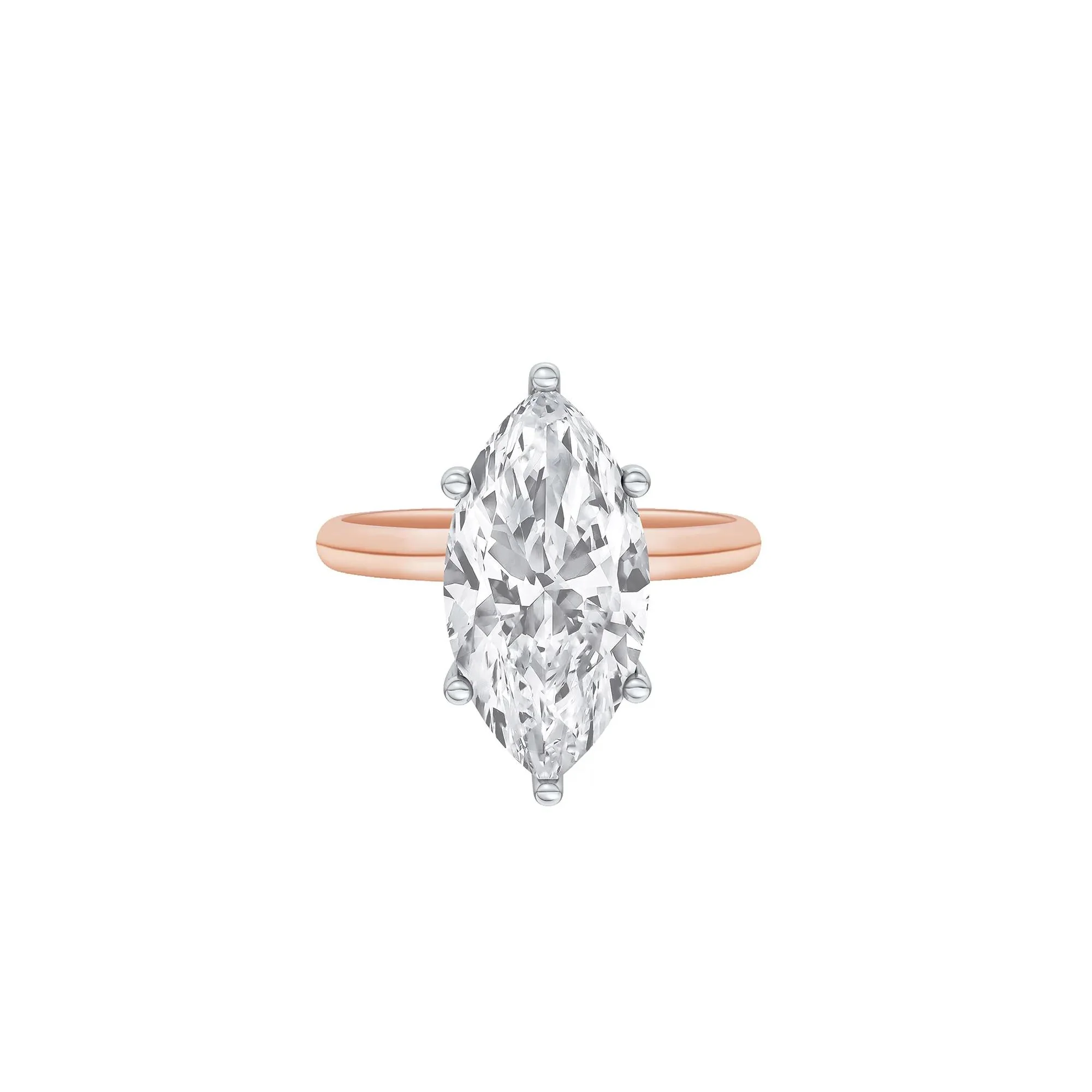 Lab Grown Diamond Marquise Solitaire Engagement Ring 14K Rose & White Gold (5 CT.) Size 9 2mm
