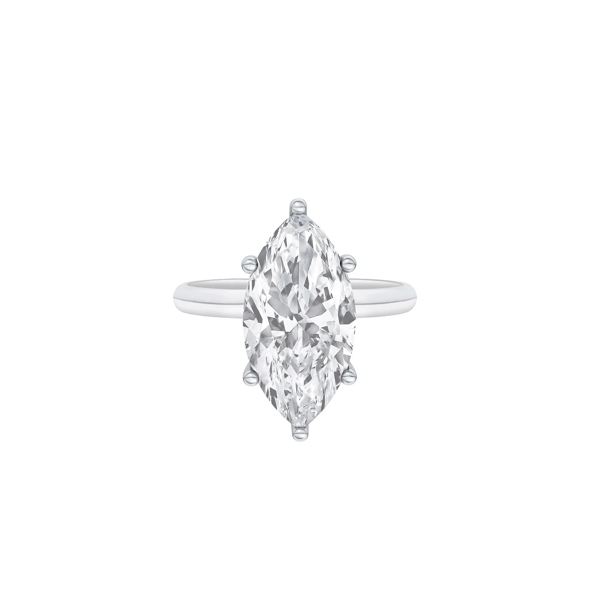 Lab Grown Diamond Marquise Solitaire Engagement Ring 14K White Gold (5 CT.) Size 7 2mm