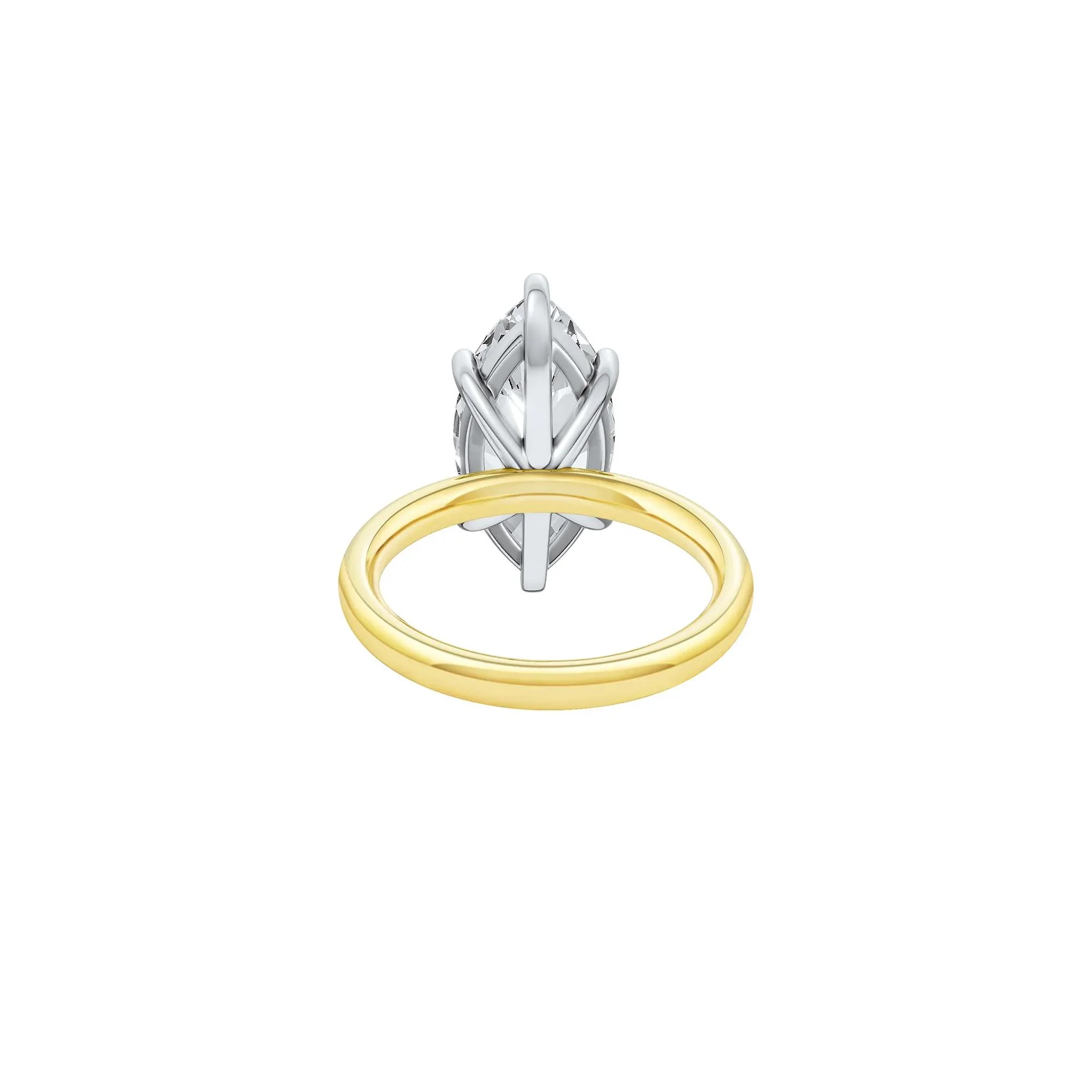 Lab Grown Diamond Marquise Solitaire Engagement Ring 14K Yellow & White Gold (5 CT.) Size 12 2mm - Image 4