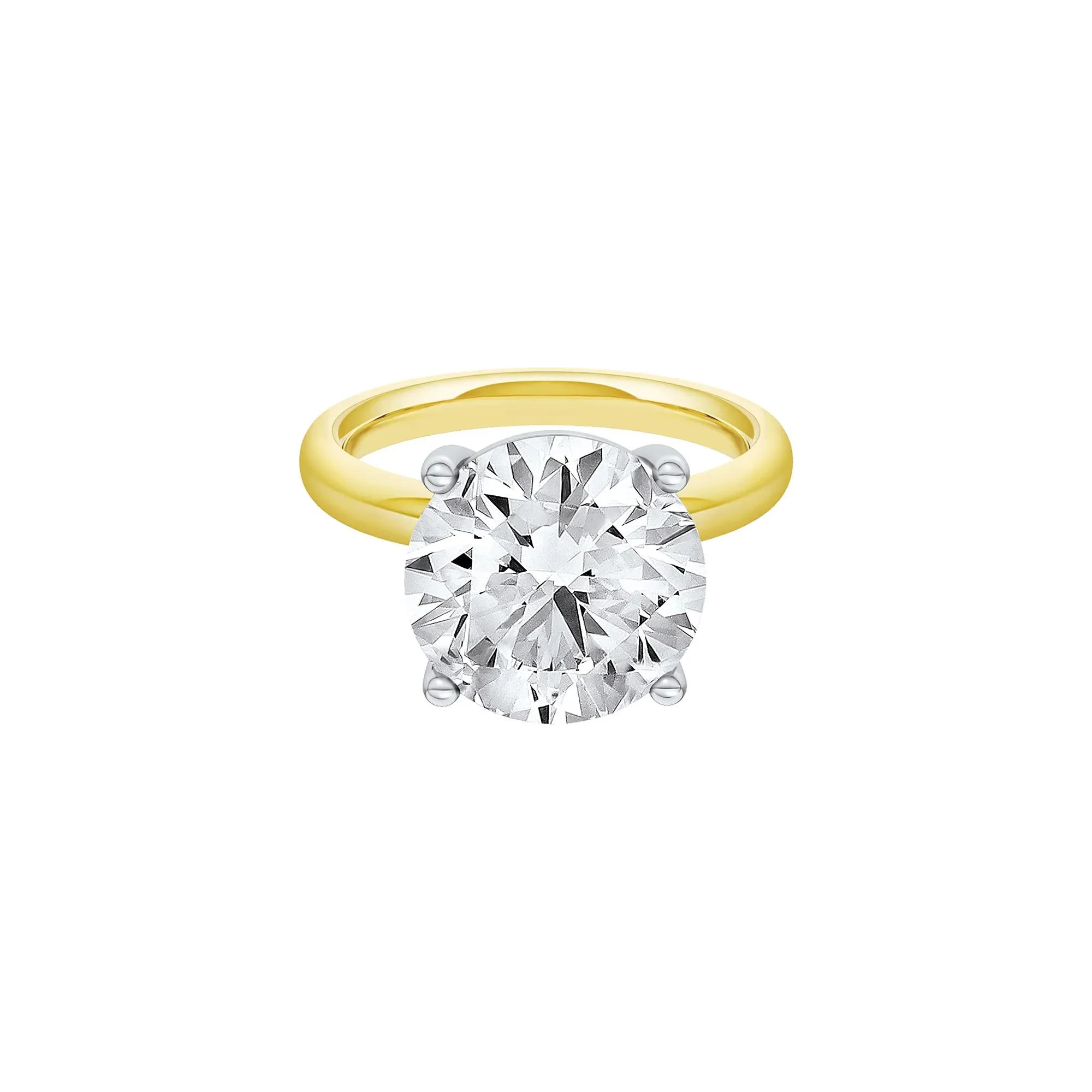 Lab Grown Diamond Round Solitaire Ring 14K Yellow & White Gold (6 CT.) Round Brilliant Cut Size 6.5 2mm
