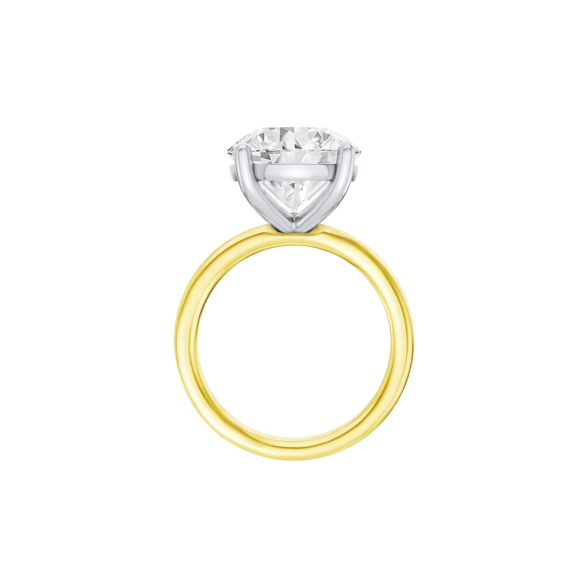 Lab Grown Diamond Round Solitaire Ring 14K Yellow & White Gold (6 CT.) Round Brilliant Cut Size 7 2mm - Image 2