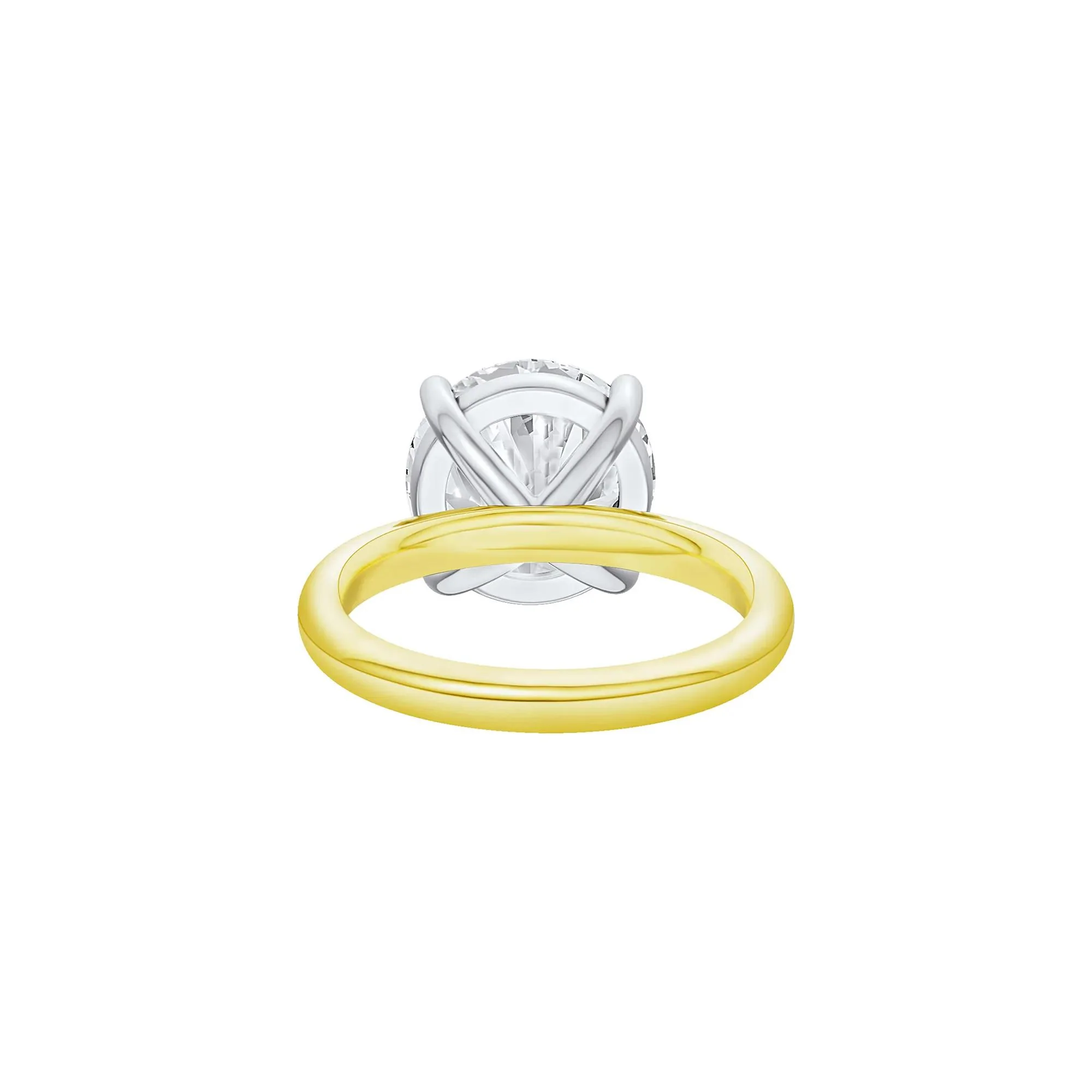 Lab Grown Diamond Round Solitaire Ring 14K Yellow & White Gold (6 CT.) Round Brilliant Cut Size 7 2mm - Image 4