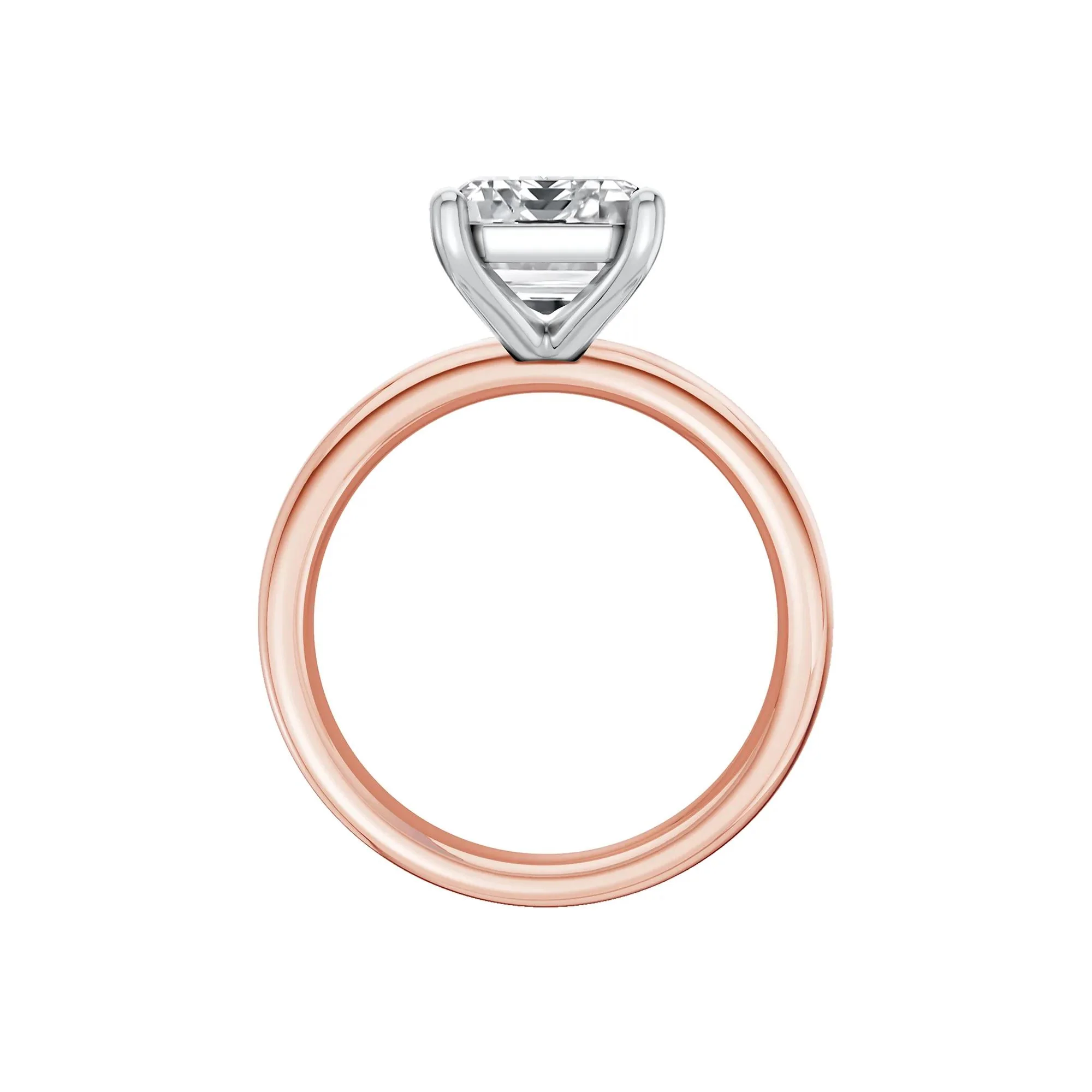 Lab Grown Diamond Emerald-Cut Solitaire Engagement Ring 14K Rose & White Gold (4 CT.) Size 7.5 2mm - Image 2