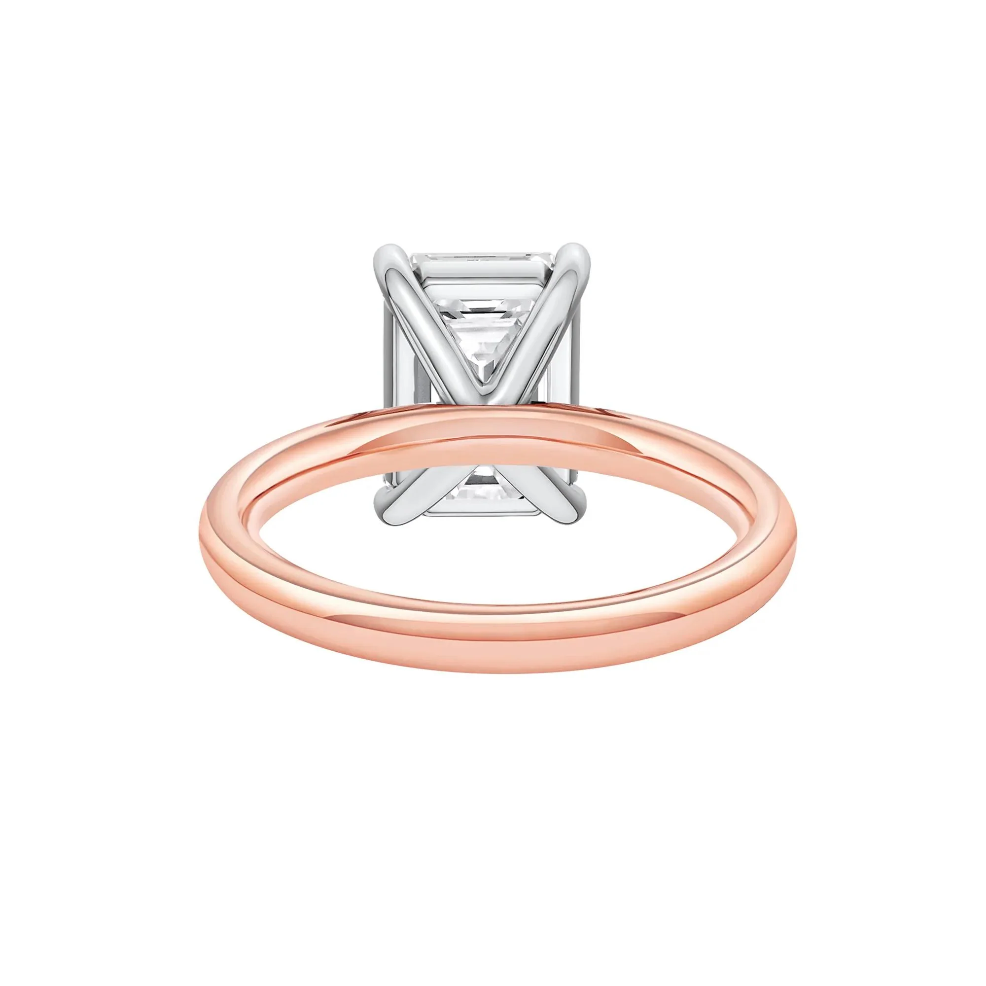 Lab Grown Diamond Emerald-Cut Solitaire Engagement Ring 14K Rose & White Gold (4 CT.) Size 7.5 2mm - Image 4