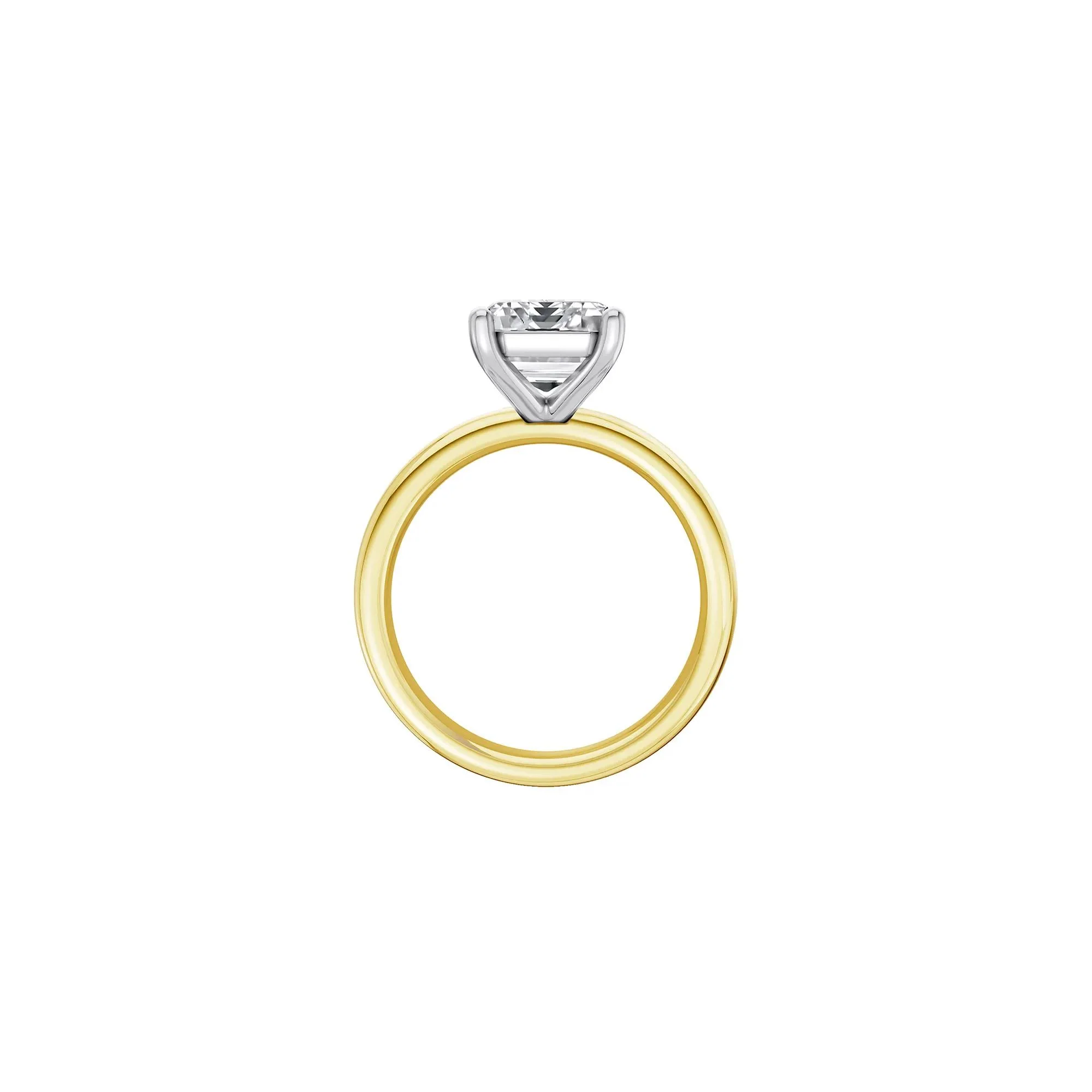 Lab Grown Diamond Emerald-Cut Solitaire Ring 14K Yellow & White Gold (4 CT.) Size 12 2mm - Image 2