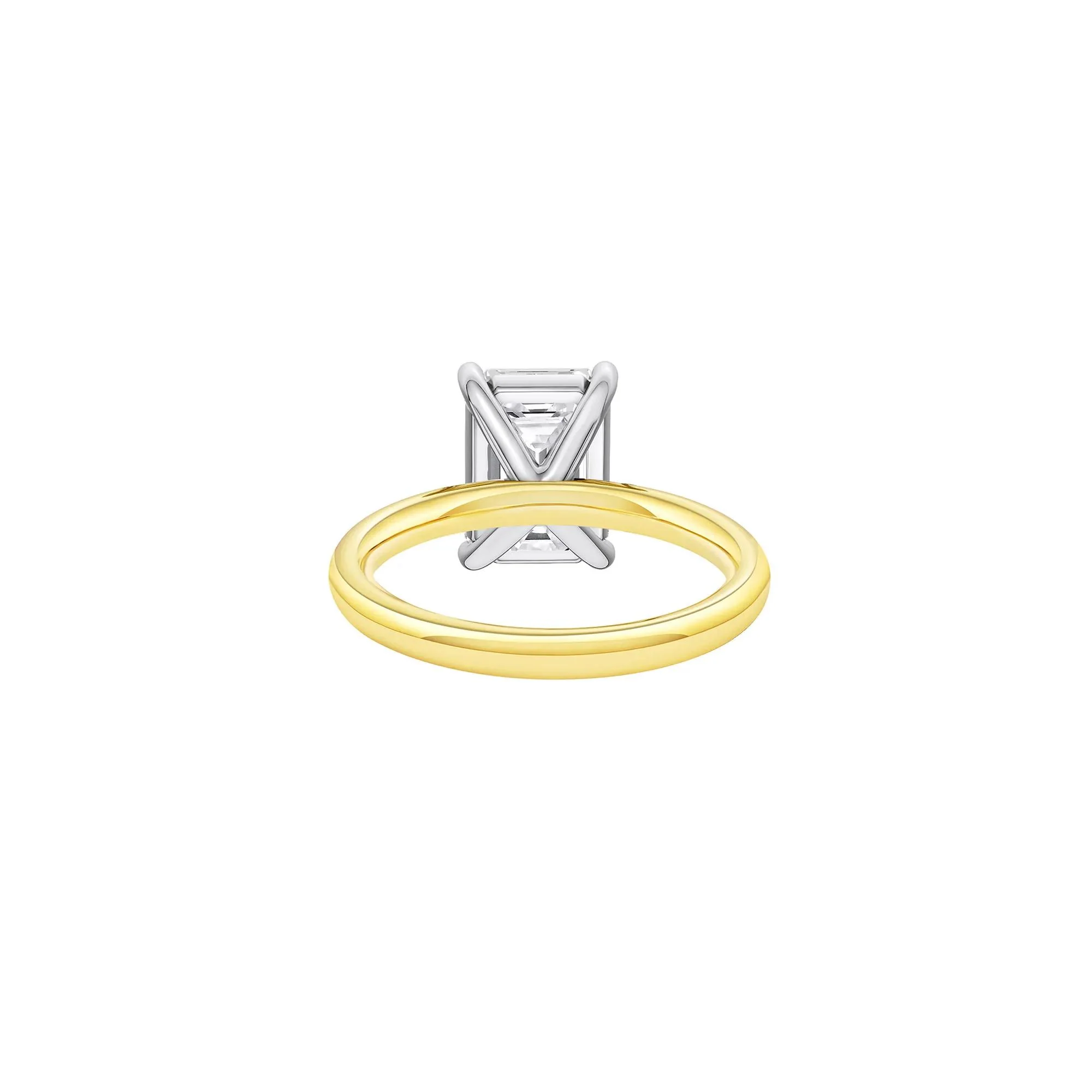 Lab Grown Diamond Emerald-Cut Solitaire Ring 14K Yellow & White Gold (4 CT.) Size 8.5 2mm - Image 4