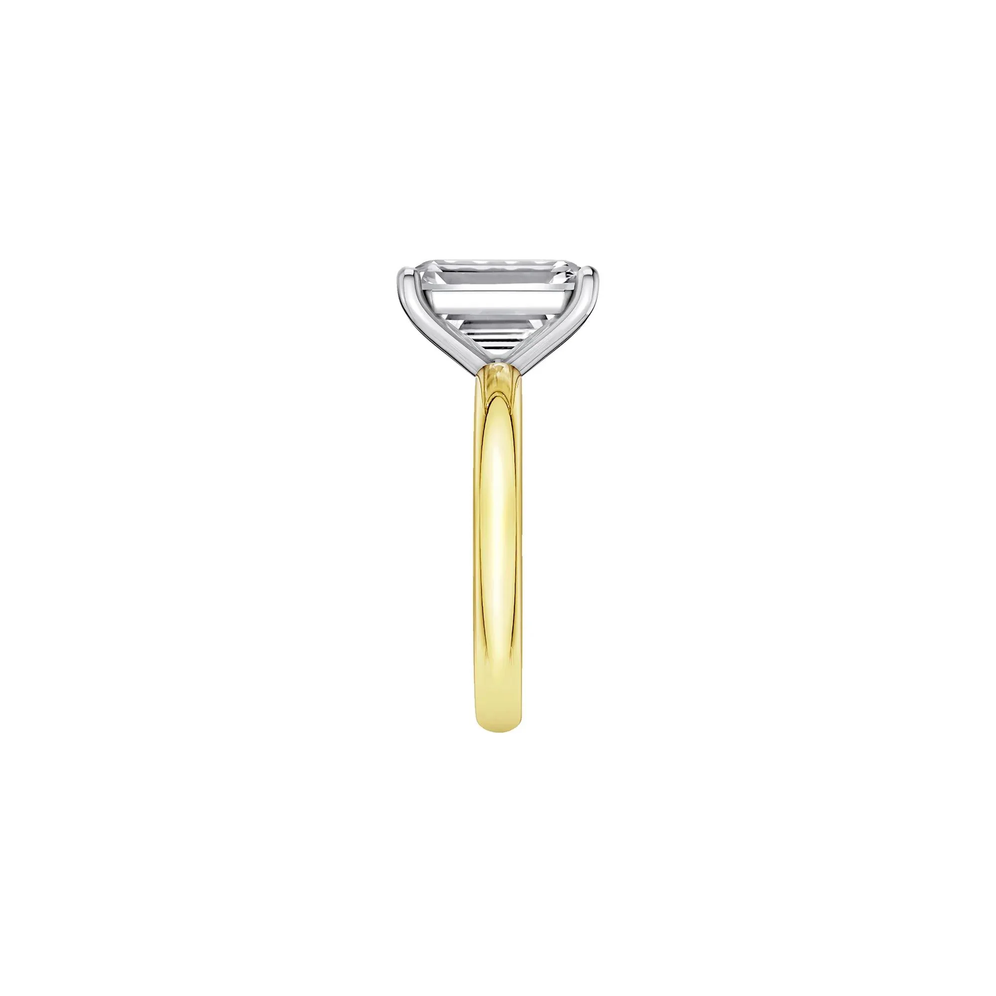 Lab Grown Diamond Emerald-Cut Solitaire Ring 14K Yellow & White Gold (4 CT.) Size 9 2mm - Image 3