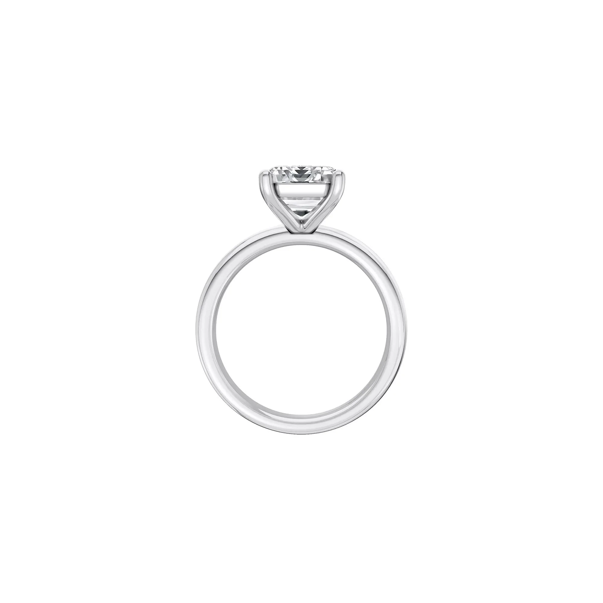 Lab Grown Diamond Emerald-Cut Solitaire Ring Platinum (4 CT.) White Size 4 2mm - Image 2