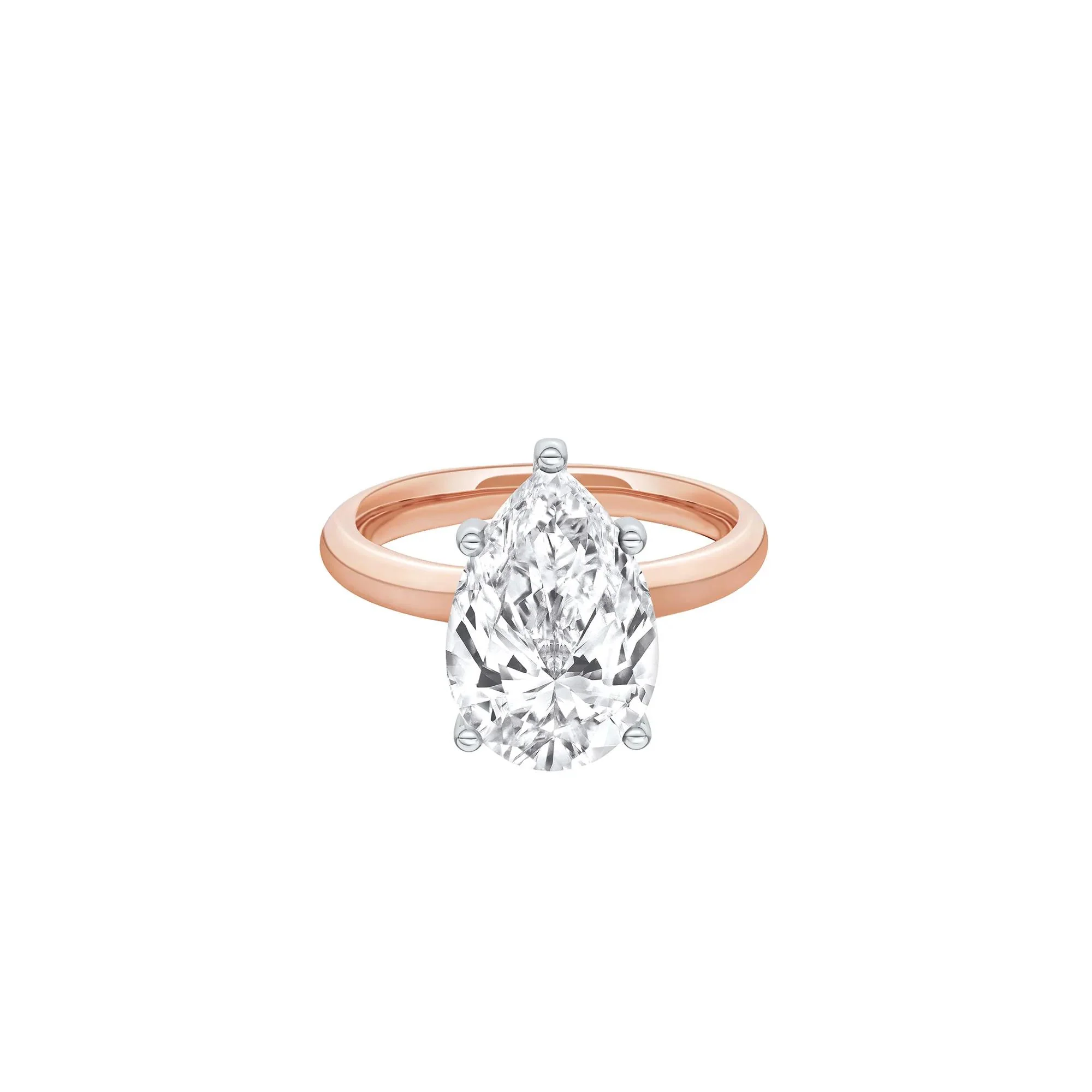 Lab Grown Diamond Pear-Shaped Solitaire Ring Rose Size 12 2mm