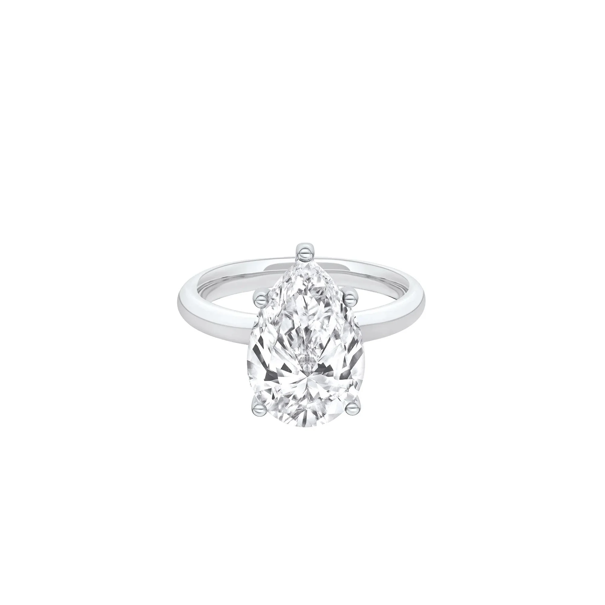 Lab Grown Diamond Pear-Shaped Solitaire Ring 14K White Gold (4 CT.) Size 8 2mm
