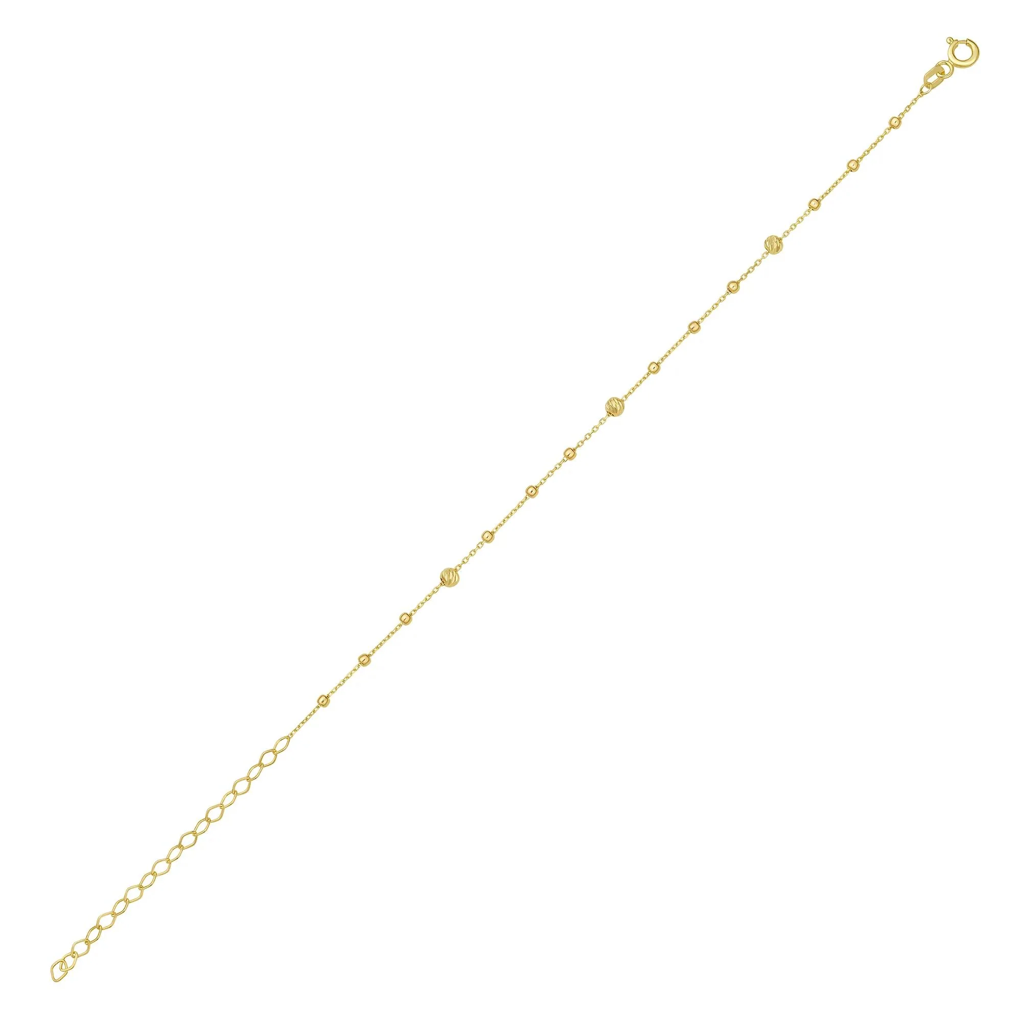 Double Beaded Bracelet 14K Yellow Gold Size 7" - Image 2