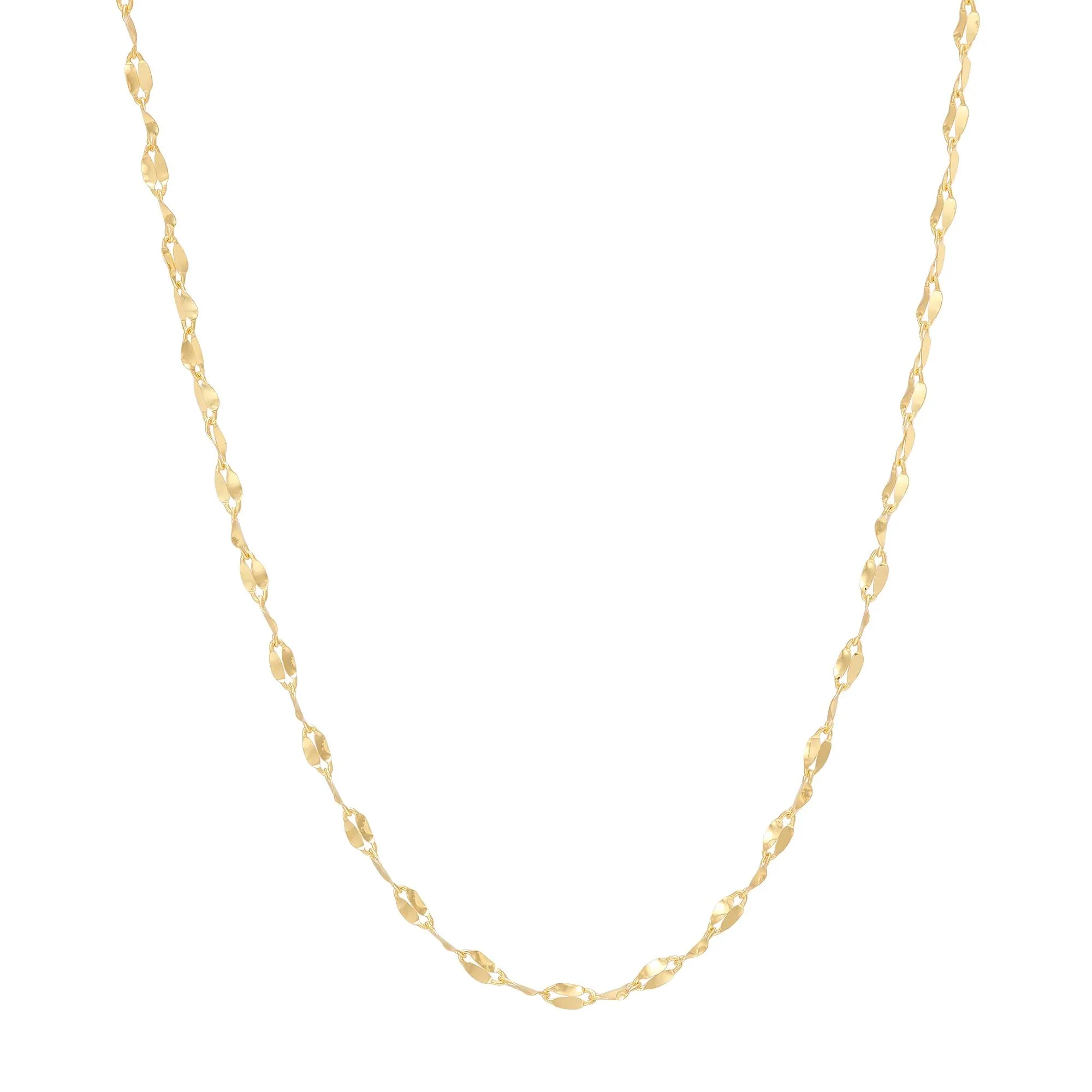 Mirror Chain Necklace 14K Yellow Gold Size 18"