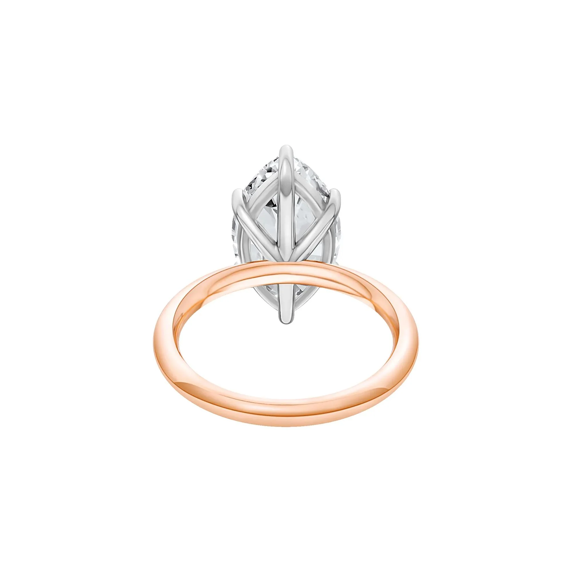 Lab Grown Diamond Marquise Solitaire Engagement Ring 14K Rose & White Gold (4 CT.) Size 6 2mm - Image 4